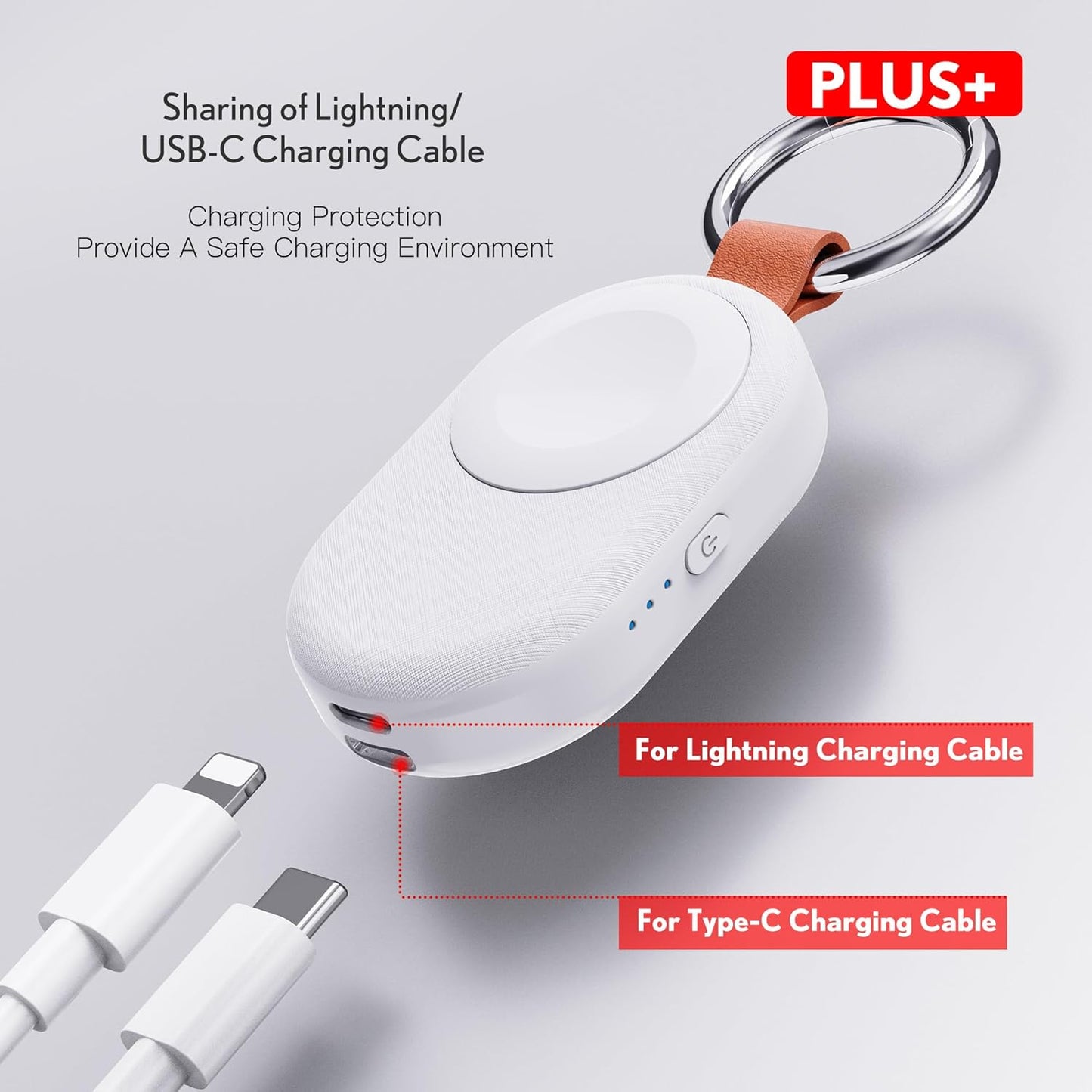 PZOZ Portable Apple Watch Wireless Travel Charger, 1200mAh Power Bank iWatch Fast Charging with Keychain Car, Adapter Compatible with Series Ultra 10 9 8 7 6 5 4 3 2 SE (White)