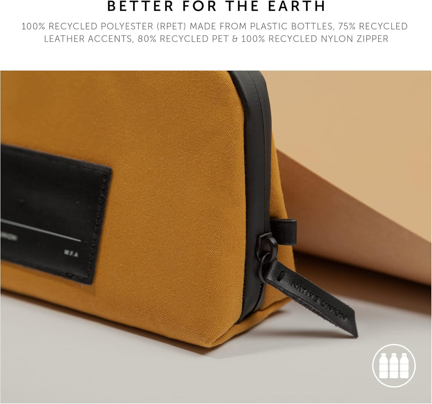 Native Union Stow Lite Organizer W.F.A Tech Organizer – Minimalist Travel Pouch Made of Recycled Materials for Everyday Accessory Storage & Protection – Stores Cables, Chargers & More (Navy)