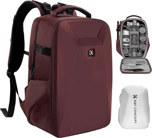 K&F Concept Camera Backpack,Hardshell Photography DSLR Camera Bag with 15-15.6 Inch Laptop Compartment Waterproof Hard Shell Camera Case Compatible with Canon/Nikon/Sony/DJI Mavic Drone