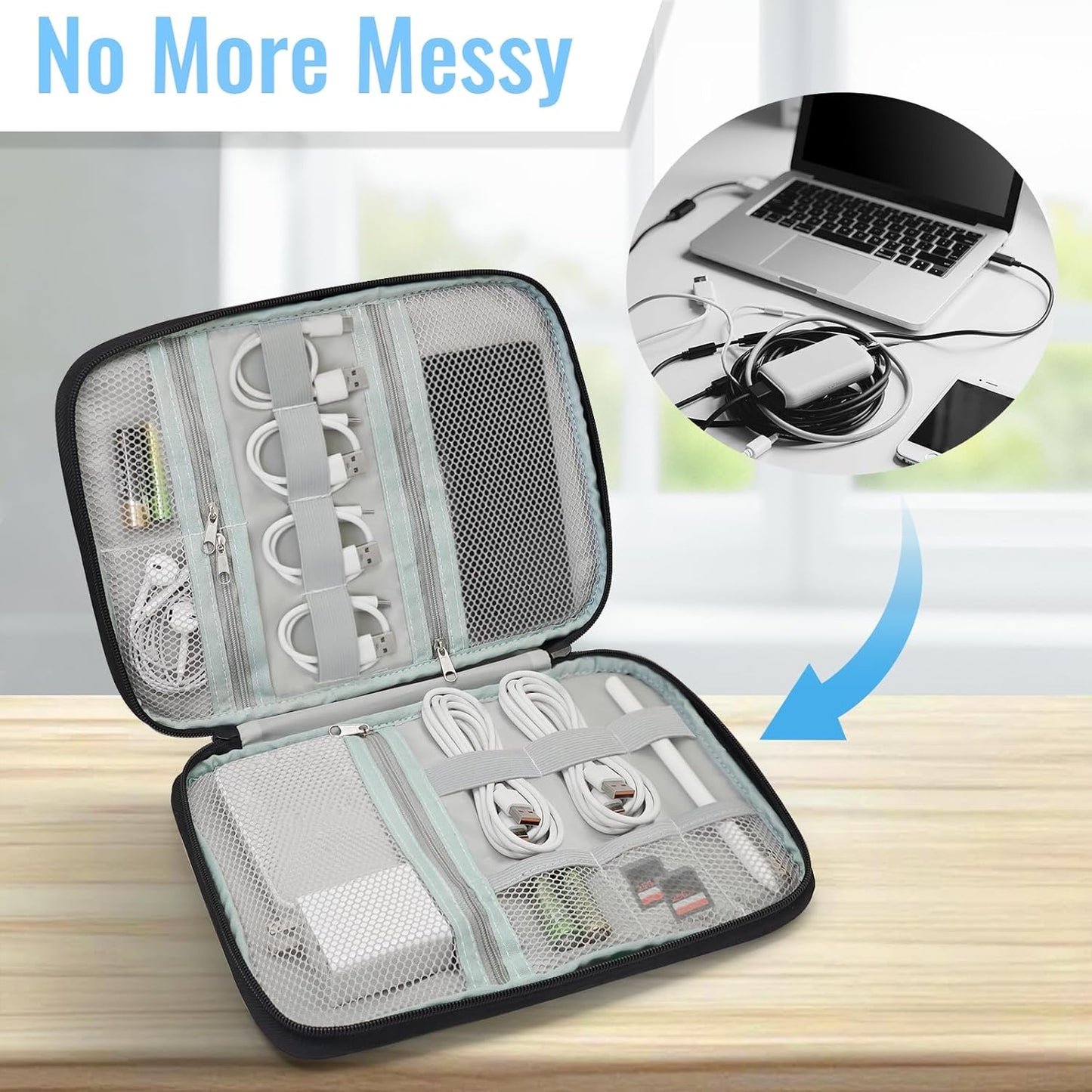 Custom Electronics Organizer Travel Case Customize Personalized Text Image Cable Charger Cord Tech Organizer Pouch Accessories Bag