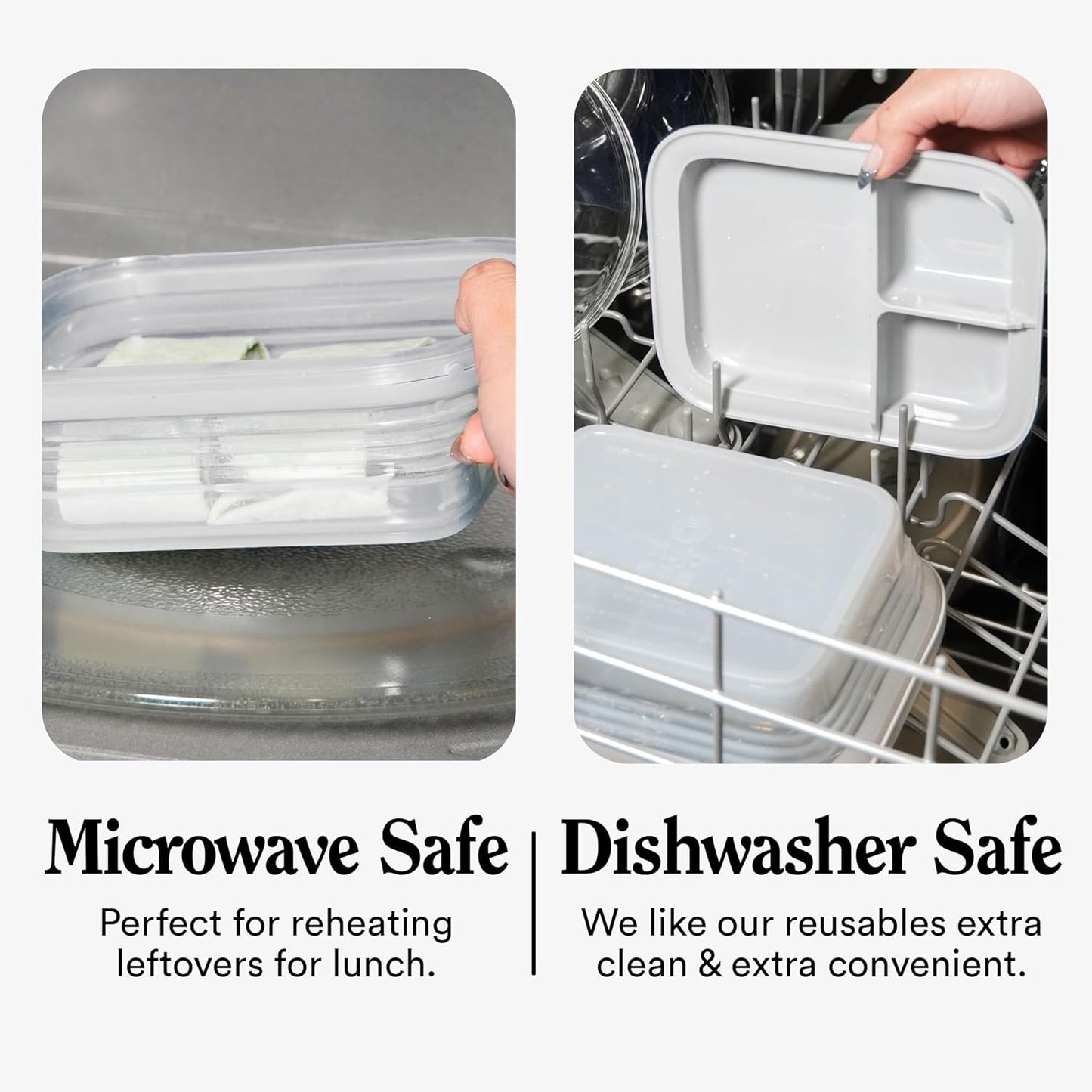 STOJO Collapsible Bento Box, Reusable, Leak-Proof, Microwave & Dishwasher Safe, Premium Lunch Container with Divider – Space-Saving, Transparent Design (Cashmere, 6-Cup/1.5L)