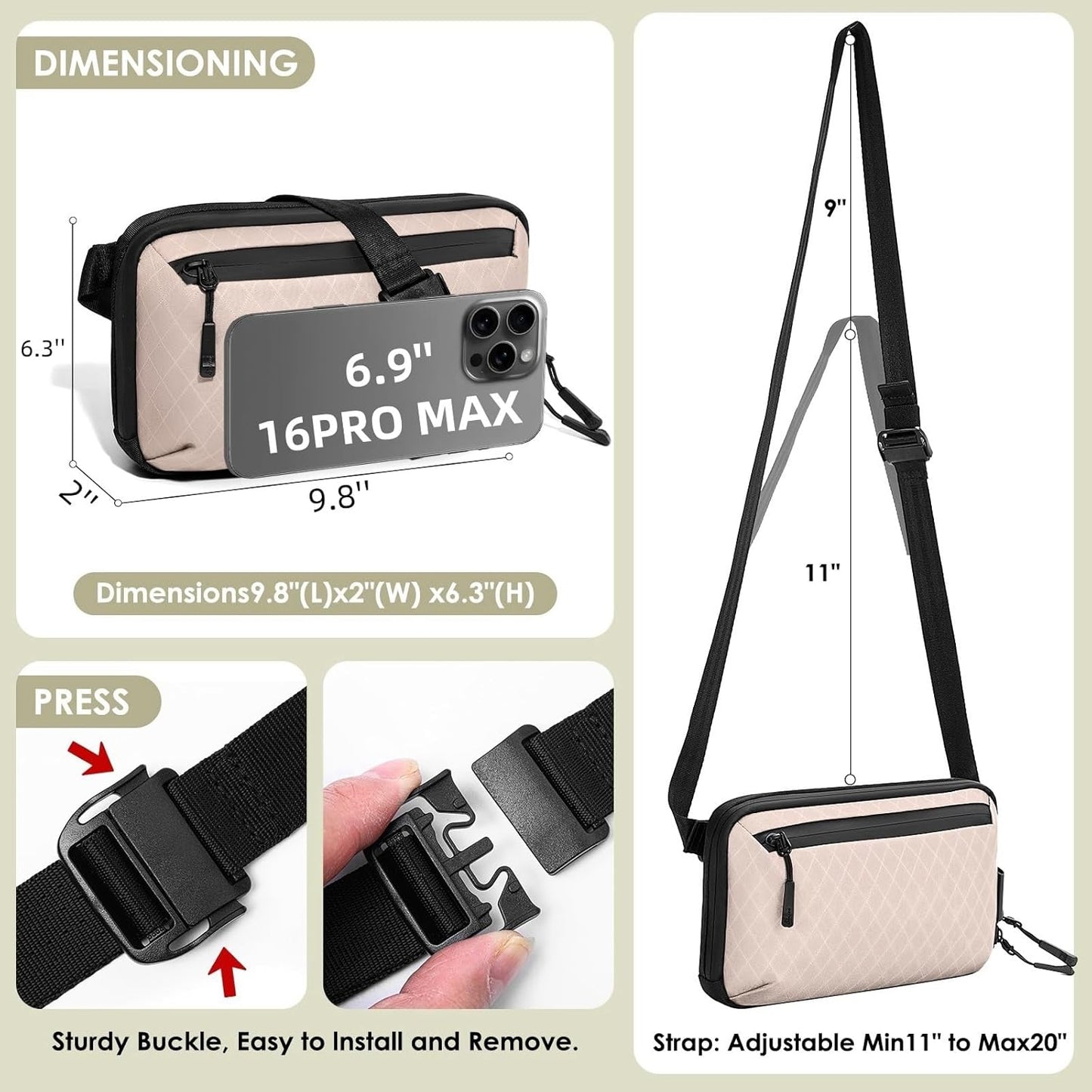 Electronics Organizer Tech Travel Pouch – Waterproof Nylon Diamond Quilted & 900D Travel Case Cable Bag for Cords Chargers