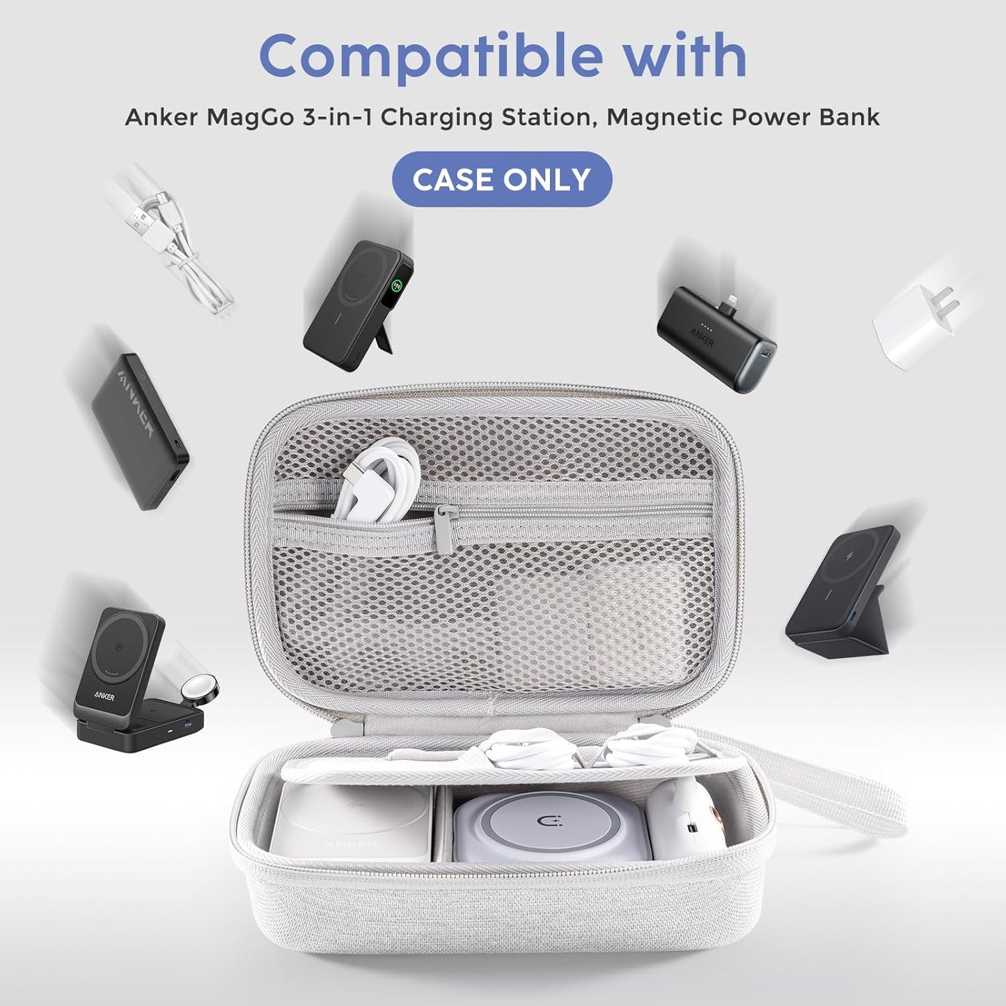 ProCase Hard Travel Electronic Organizer Case for MacBook Power Adapter Chargers Cables Power Bank Apple Magic Mouse Apple Pencil USB Flash Disk SD Card Small Portable Accessories Bag