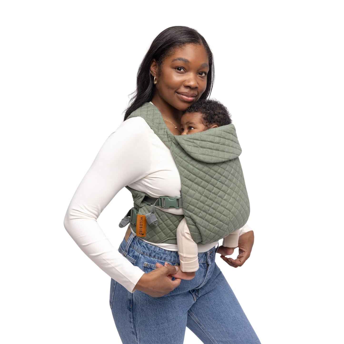WildBird - Aerial Carrier - 7 to 45 lbs - for Moms, Dads & Caregivers - 100% Natural European Linen Fibers - Versatile & Adjustable - Small Size - Treepie Fabric (Amazon Exclusive)