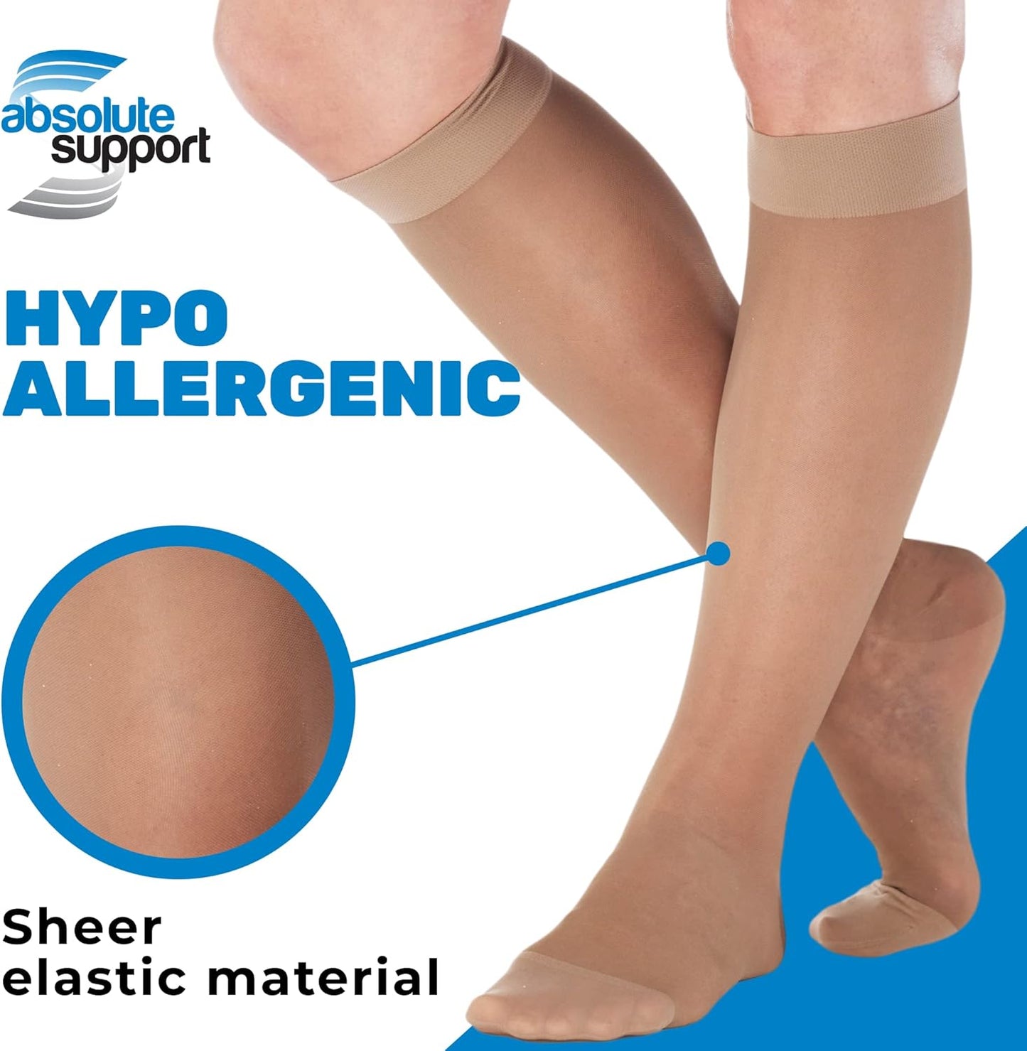 (3 Pairs - Closed Toe) Made in USA - Sheer Compression Stockings for Women 15-20mmHg - Womens Compression Socks for Circulation during Travel, Airplane, Sport, Athletic - Taupe, X-Large - A101T4-3