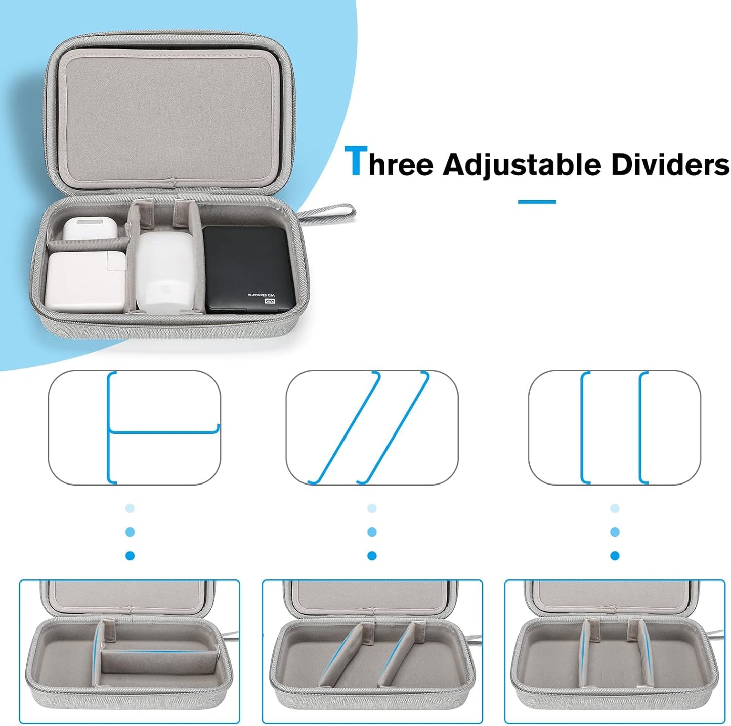 ProCase Hard Travel Electronic Organizer Case for MacBook Power Adapter Chargers Cables Power Bank Apple Magic Mouse Apple Pencil USB Flash Disk SD Card Small Portable Accessories Bag