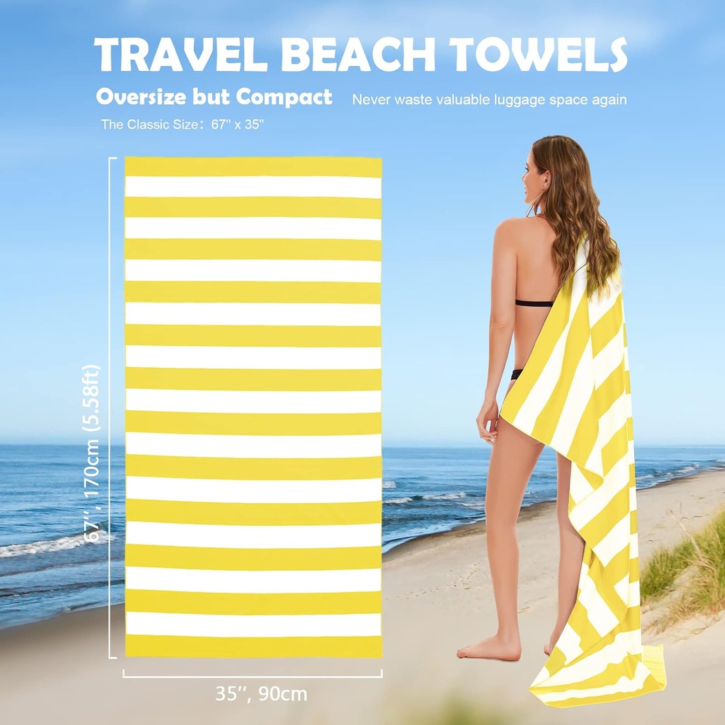 Your Choice Microfiber Quick Dry Sand-Free Beach Towel for Adults & Kids (67x35 Inch, 60x30 Inch) - Oversized, Compact, Lightweight, Absorben