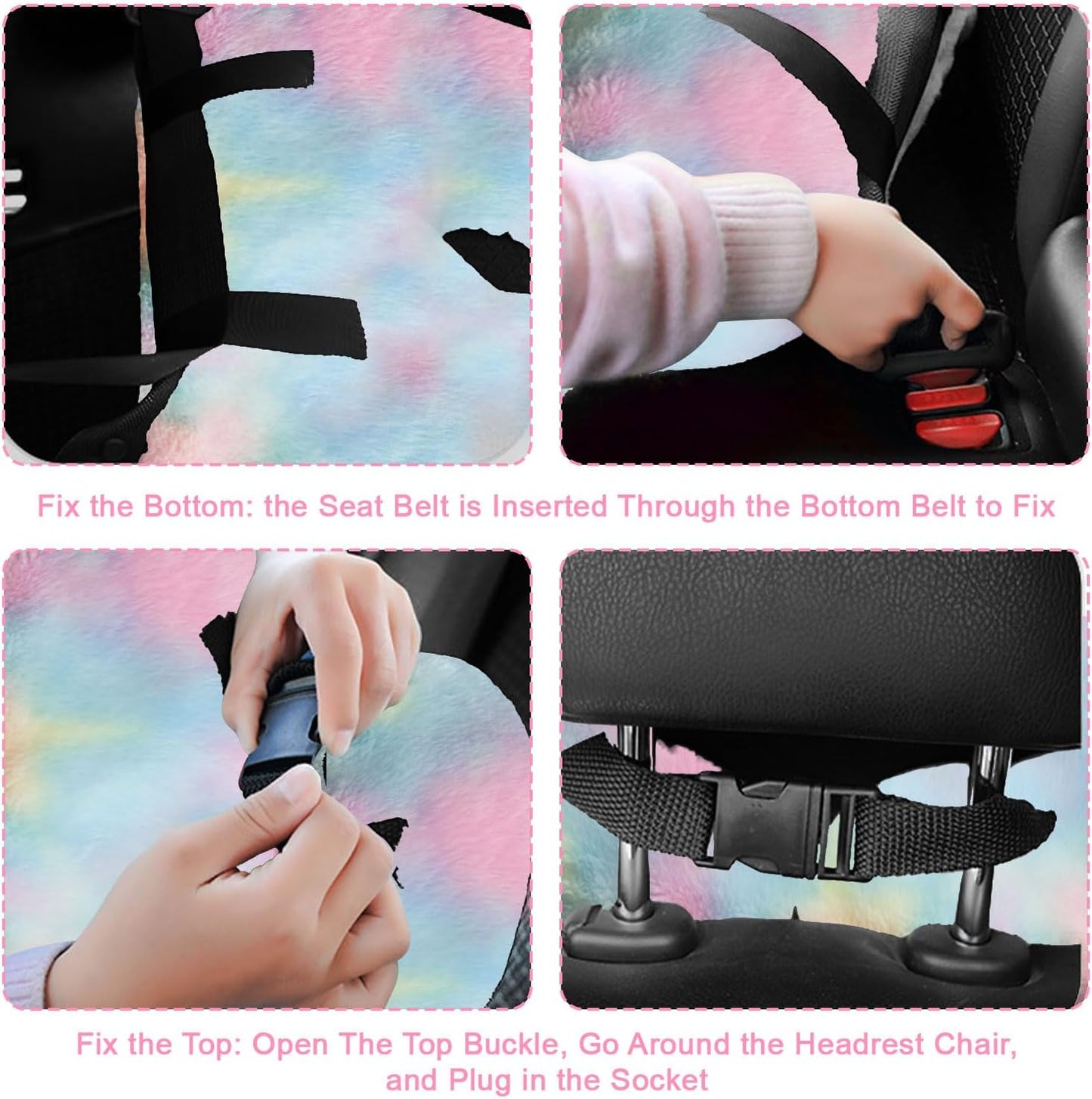 Travel Pillow, Travel Pillow for Kids, Sleeper Hold Pillow Travel, Removable U-Shaped Pillow for Adults and Children to Support Head and Body in The Back Seat of Long Car Trips (DCPink)