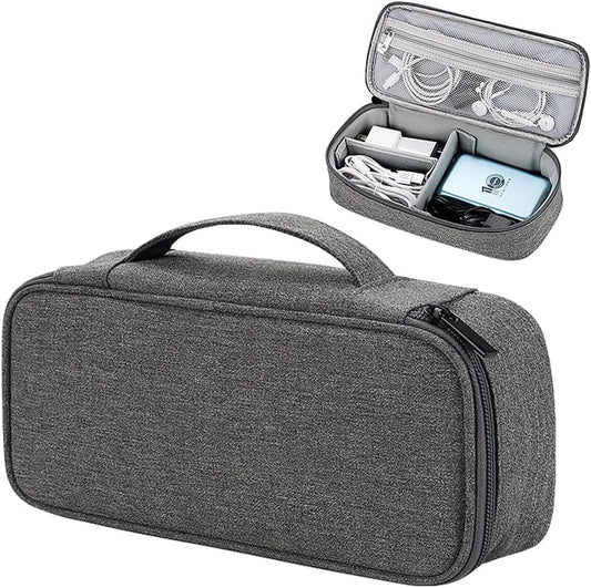 Teskyer Electronics Organizer Travel Case, Waterproof Portable Tech Accessories Pouch with Organized Compartments for Cables, Phone, Chargers, Earphone, Dark Grey
