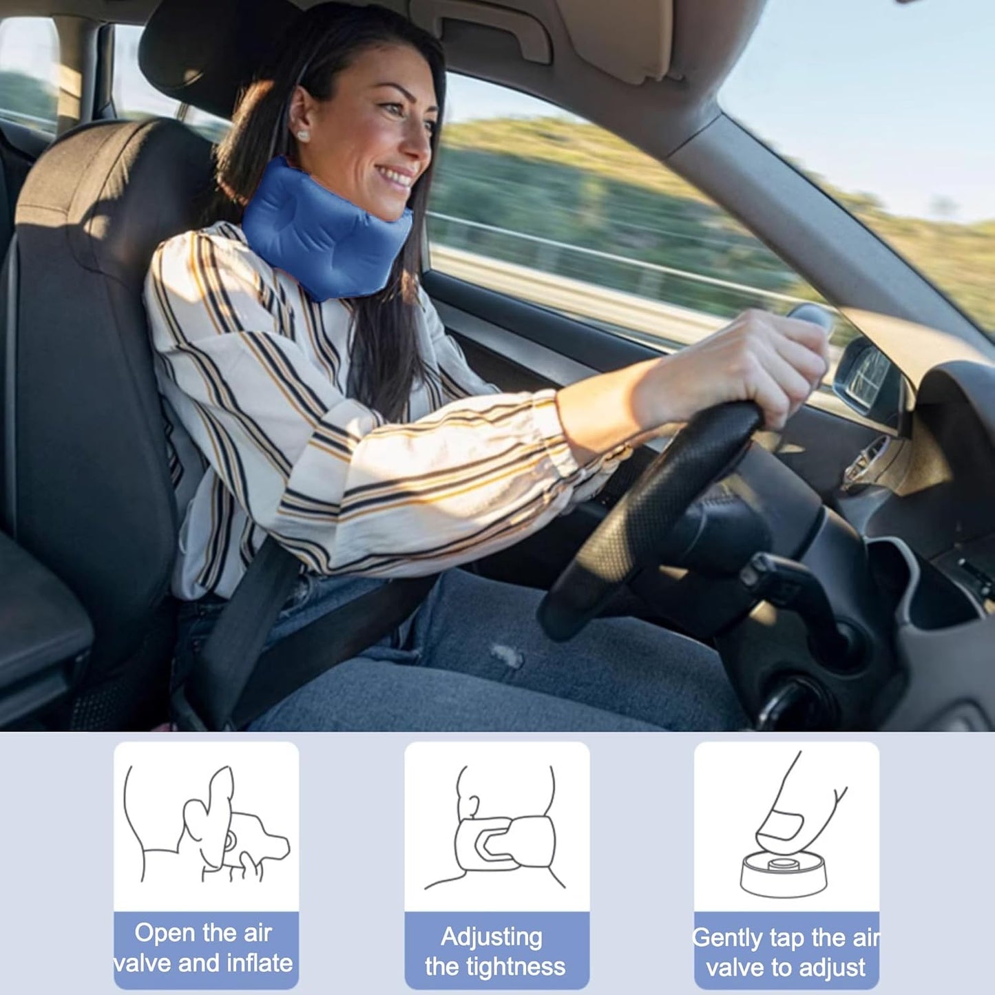 Inflatable Neck Pillow for Traveling on Plane, Inflatable Travel Pillows for Airplanes, Neck Pillow for Long Flight, Blow Up Neck Pillows for Air Travel