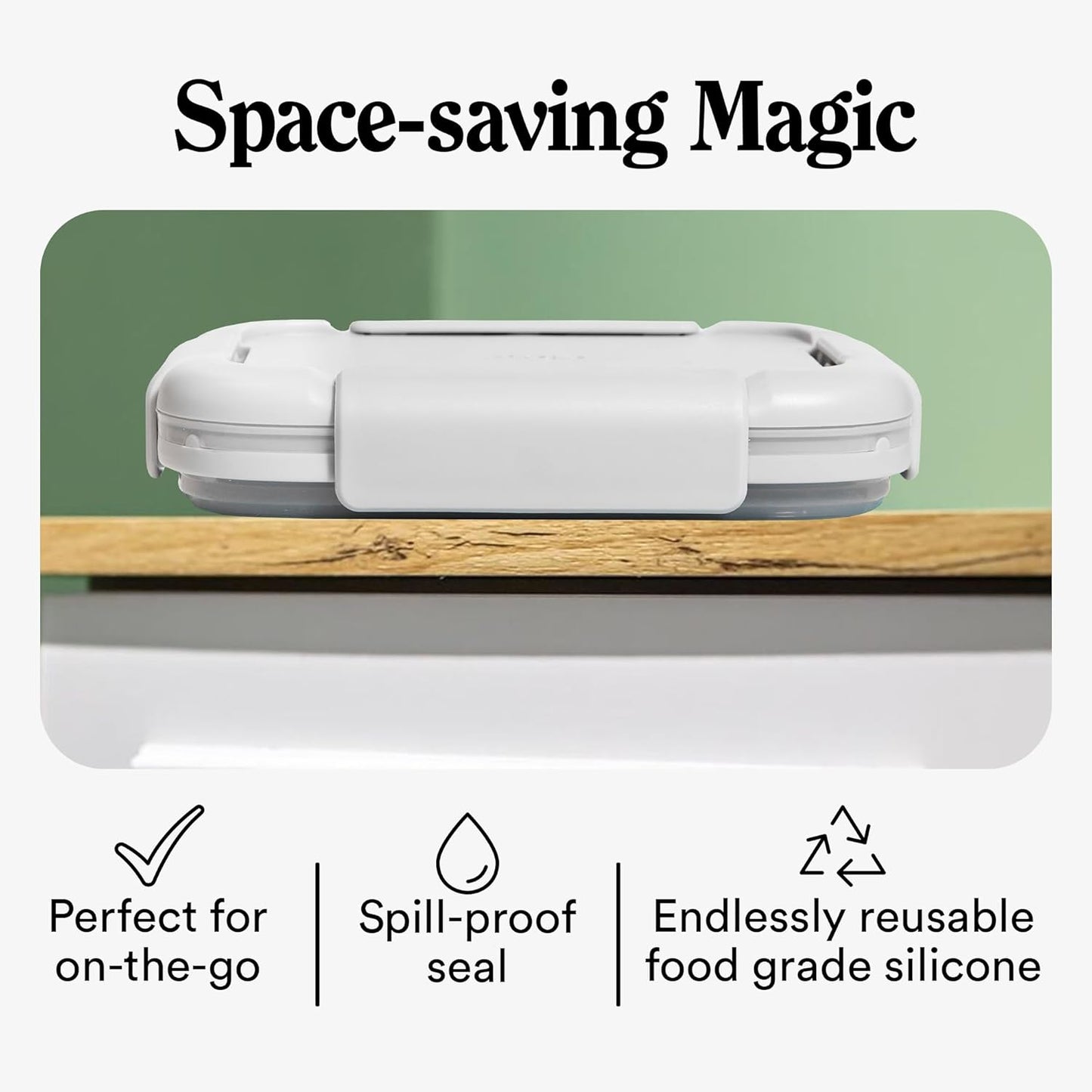 STOJO Collapsible Bento Box, Reusable, Leak-Proof, Microwave & Dishwasher Safe, Premium Lunch Container with Divider – Space-Saving, Transparent Design (Cashmere, 6-Cup/1.5L)