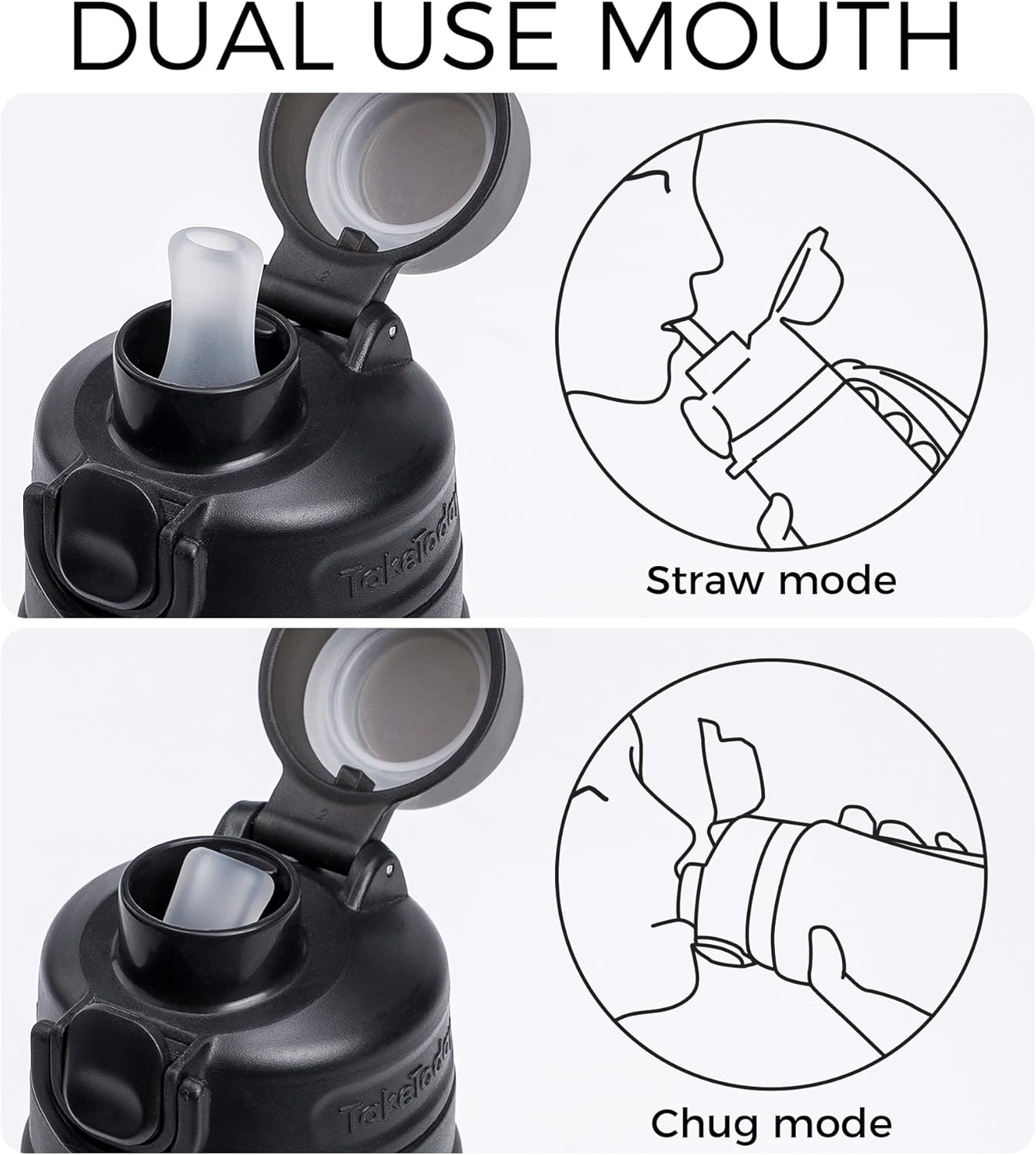 TakeToday Collapsible Water Bottles 20oz, Leak Proof, BPA-Free, Foldable Silicone Travel Water Bottle with Straw Strap for Cycling, Hiking, Outdoors