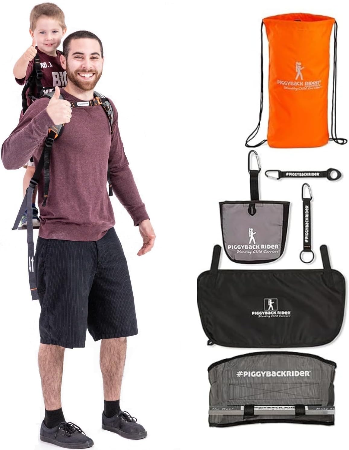 Piggyback SCOUT Toddler Carrier Backpack Deluxe with 6-Piece Accessory Set: Hip Belt, Carry Bag, Side Pocket, Mud Flap, Water Bottle & More - For Ages 2-4 (Under 50 lbs) - Hiking & Travel