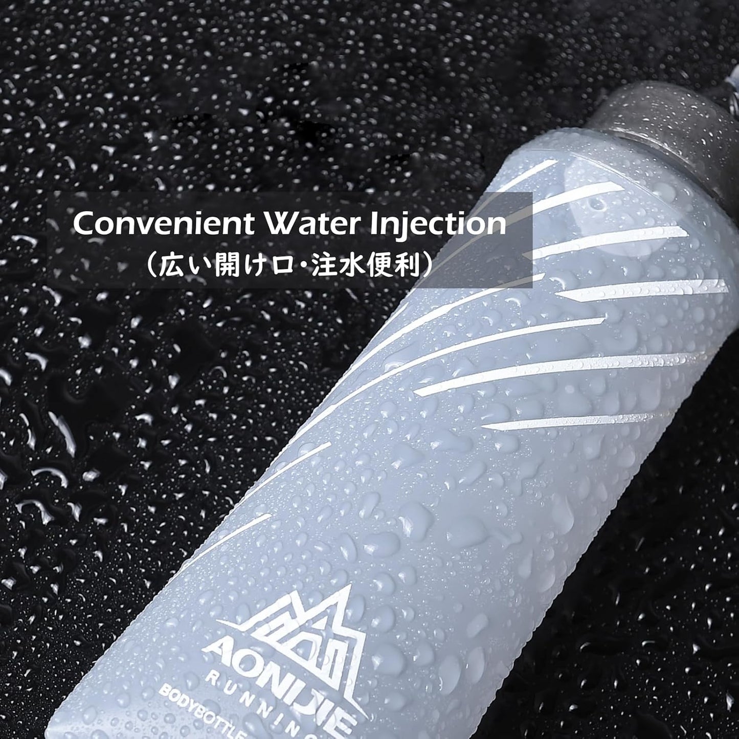 TRIWONDER Water Bottles TPU Soft Flasks Collapsible Running Flasks for Hydration Pack Backpack Hiking Cycling (Gray - 500ml - Pack of 2)