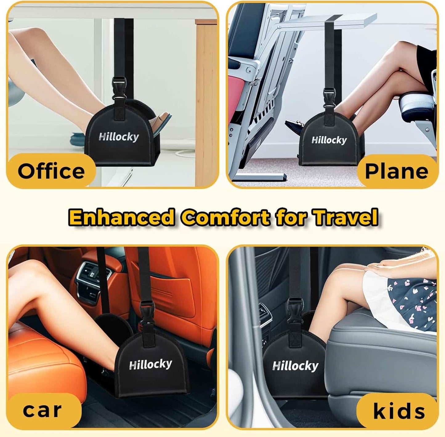 1 Pack - Foot Hammock for Plane Travel, Portable Airplane Foot Hammock with Memory Foam and Hardboard, Airplane Travel Essentials