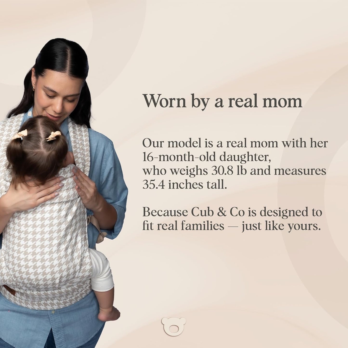 Cub & Co Ergonomic Baby Carrier Newborn to Toddler – 4-in-1 Adjustable with Head & Lumbar Support, Breathable Fabric, Padded Waistband & Travel-Ready Design (Houndstooth)