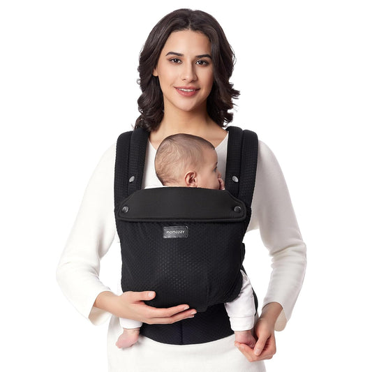 Momcozy Breathable Mesh Baby Carrier, Ergonomic and Lightweight Infant Carrier for 3-24 Months with Enhanced Lumbar Support, All Day Comfort for Hands-Free Parenting, Air Mesh-Black