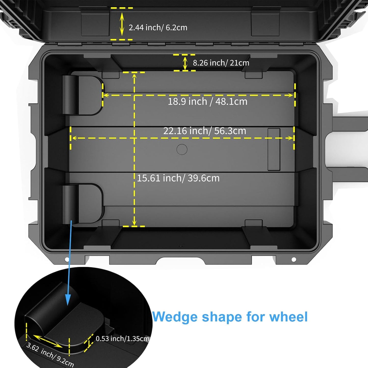 Waterproof Hard Case,27 x 20 x 13 Inch, Equipment Rolling Hard Case with Foam/Wheels/Retractable Handle for camera, Drone,tool, electronics,Shockproof, TSA Friendly, Inner 21.6"X 14.6"X10.2"