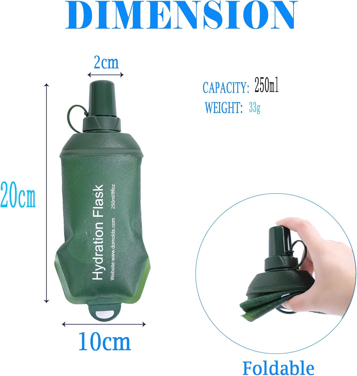 AXEN Soft Flask TPU Foldable Running Hydration Flask, Soft Collapsible Water Bottle for Hydration Pack Cycling Marathon Running Hiking