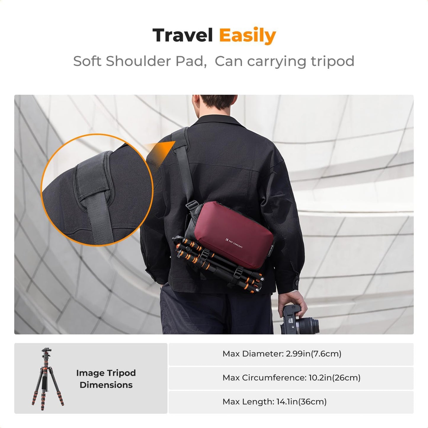 K&F Concept 2 in 1 Sling Bag Everyday Shoulder Bag & Multifunction Photography Crossbody Camera DSLR Backpack Portable Bag