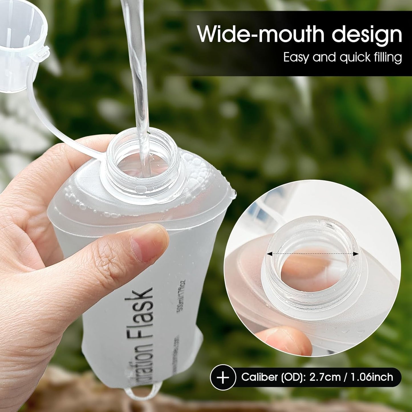 GYGYL Soft Flask, TPU Collapsible Soft Water Bottle for Hydration Pack, Running Vest, Leak-Proof Folding Water Bottle for Hiking Cycling Climbing Jogging-250ml White