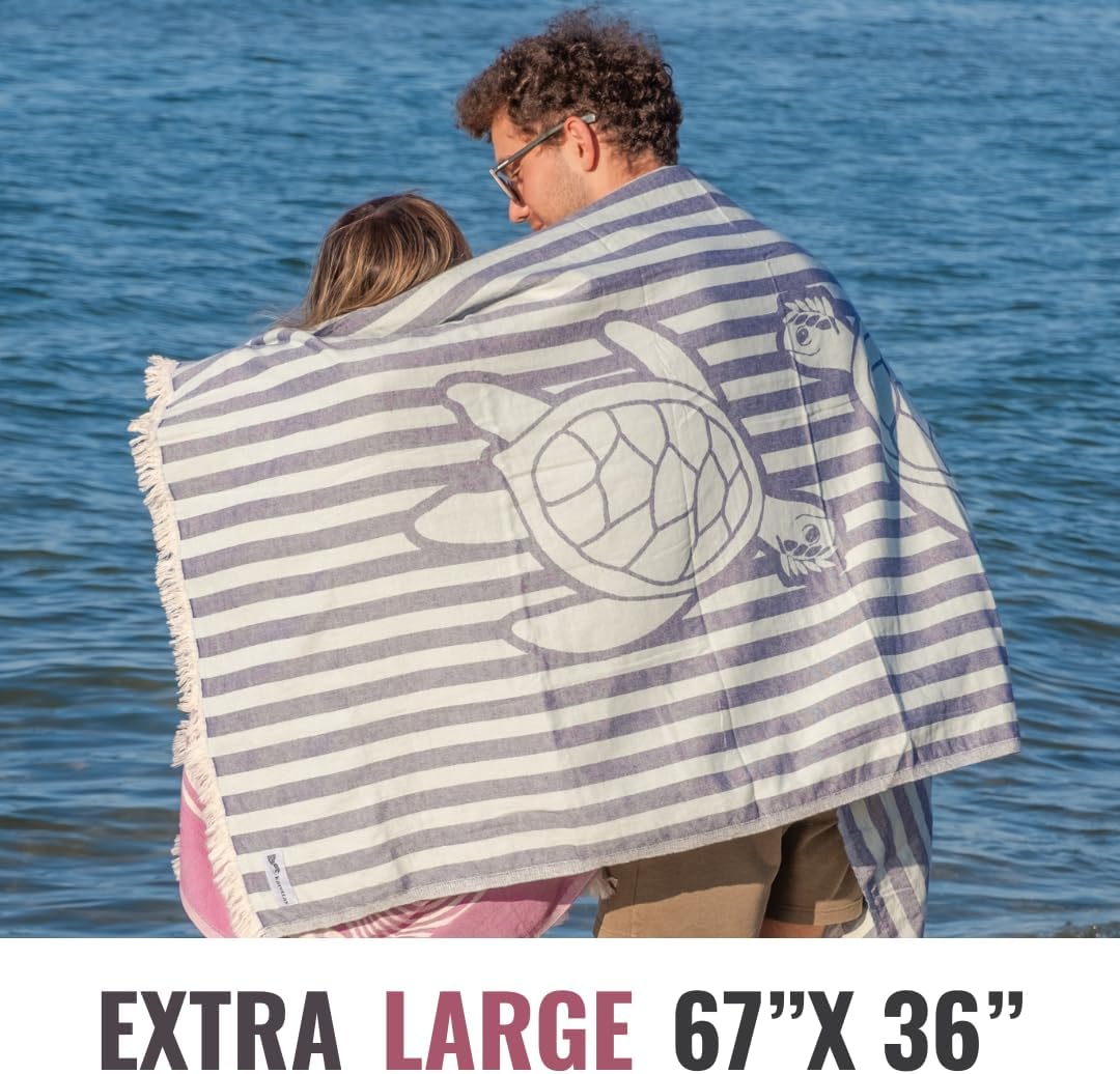 Turkish Beach Towel - 100% Organic Cotton - Soft, Quick-Dry, Sand Proof, Prewashed - Lightweight & Oversized for Beach, Pool, Yoga, Bath, Travel, Gym, Throw - Amethyst (Purple)