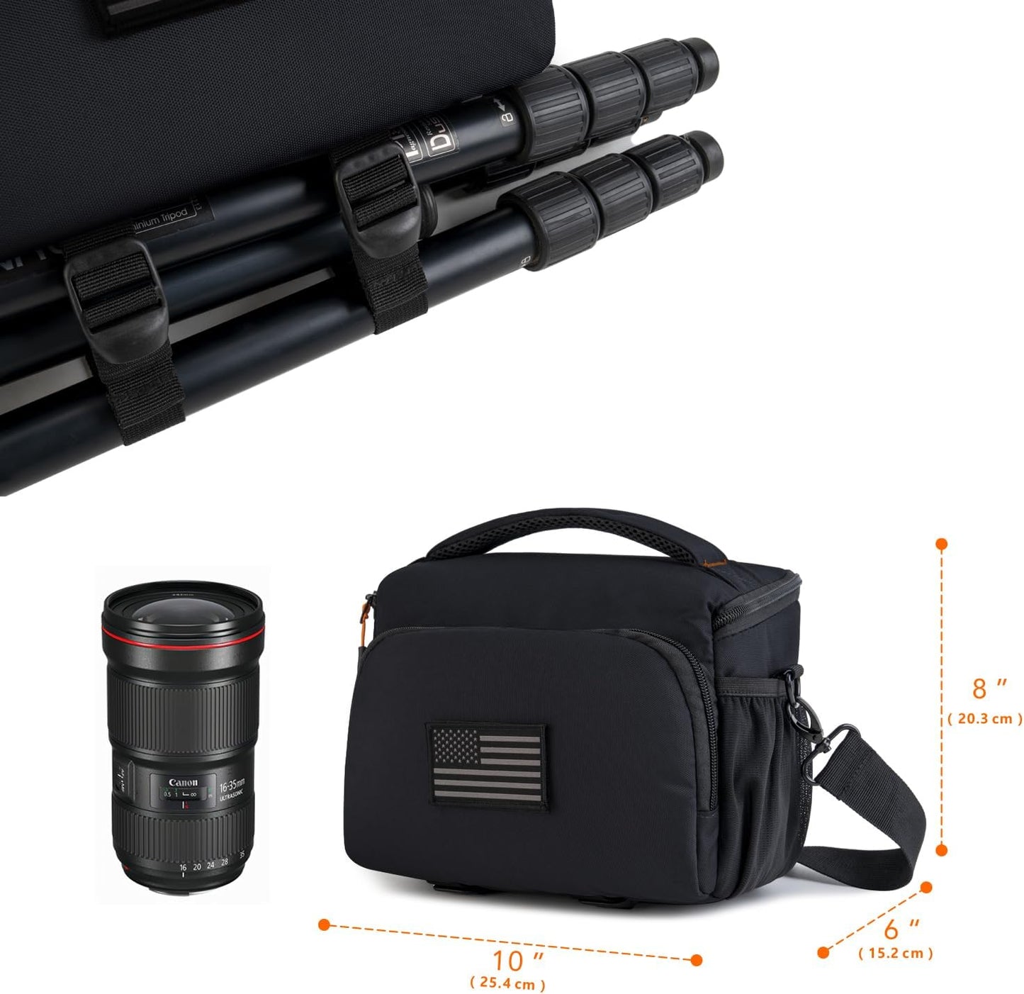 Camera Lens Bags & Cases, Camera Bag Protective Covers Photography Shoulder Bag Compatible for Nikon, Canon, Sony DSL/SLR/Mirrorless Equipment Travel Waterproof (Black)