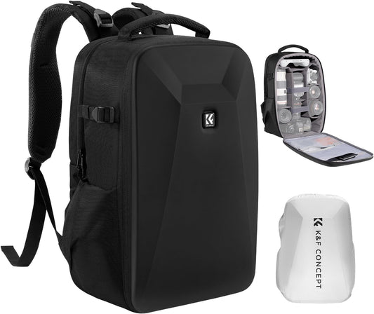 K&F Concept Camera Backpack,Hardshell Photography DSLR Camera Bag with 15-15.6 Inch Laptop Compartment Waterproof Hard Shell Camera Case Compatible with Canon/Nikon/Sony/DJI Mavic Drone