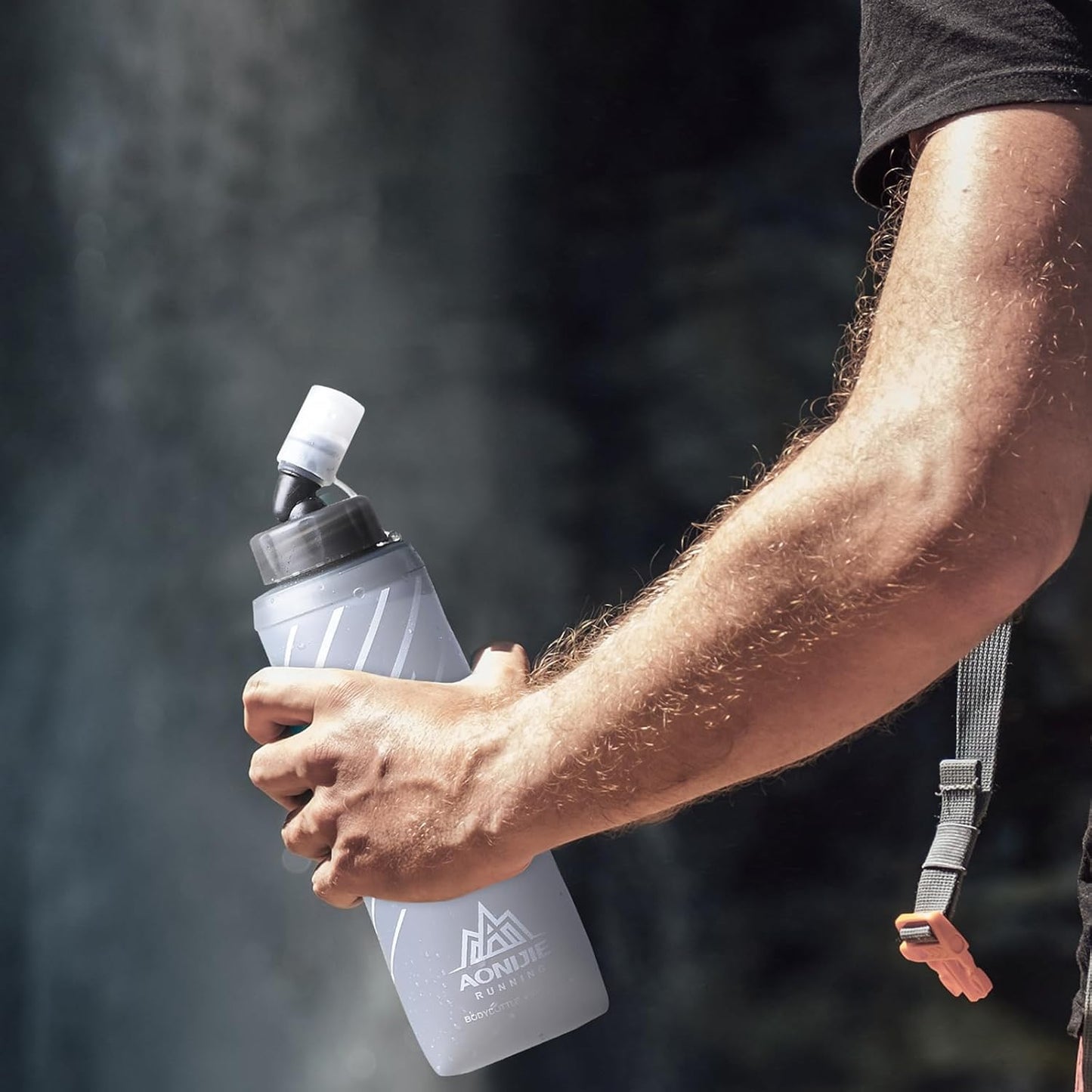 TRIWONDER Water Bottles TPU Soft Flasks Collapsible Running Flasks for Hydration Pack Backpack Hiking Cycling (Gray - 500ml - Pack of 2)