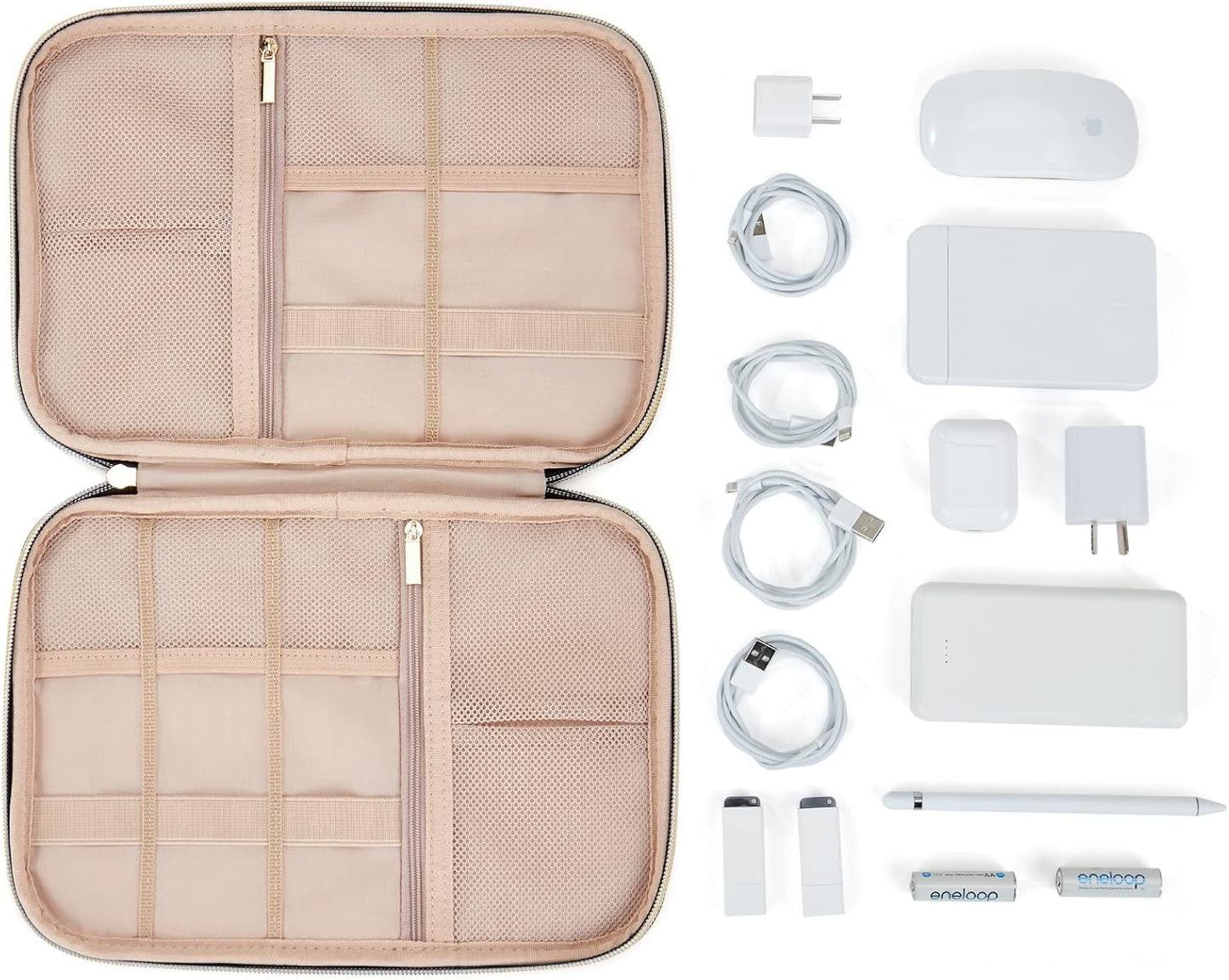 NISHEL Travel Cord Organizer Case, Tech Electronic Bag, Essentials for Charger, Cable, Phone, Hard Drive, USB, SD Card, Black