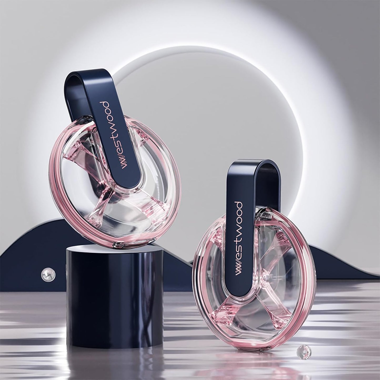 1 Pack Easy-to-Hold Small Round Blue Pill Organizer with Decorative Strap, 4 Compartments, Compact Travel Pill Box Case, Portable and Moistureproof to Store Vitamins, Medication and Supplements