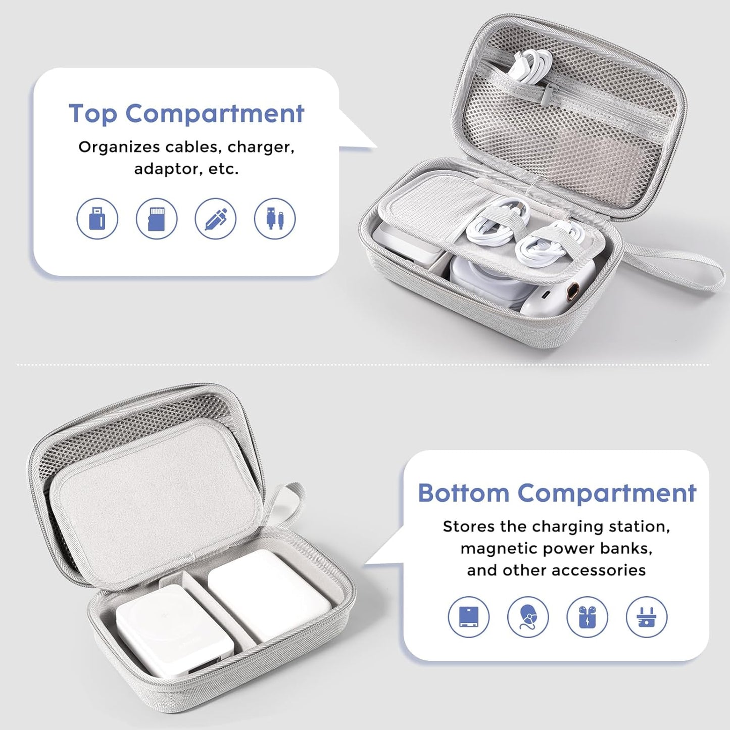 ProCase Hard Travel Electronic Organizer Case for MacBook Power Adapter Chargers Cables Power Bank Apple Magic Mouse Apple Pencil USB Flash Disk SD Card Small Portable Accessories Bag