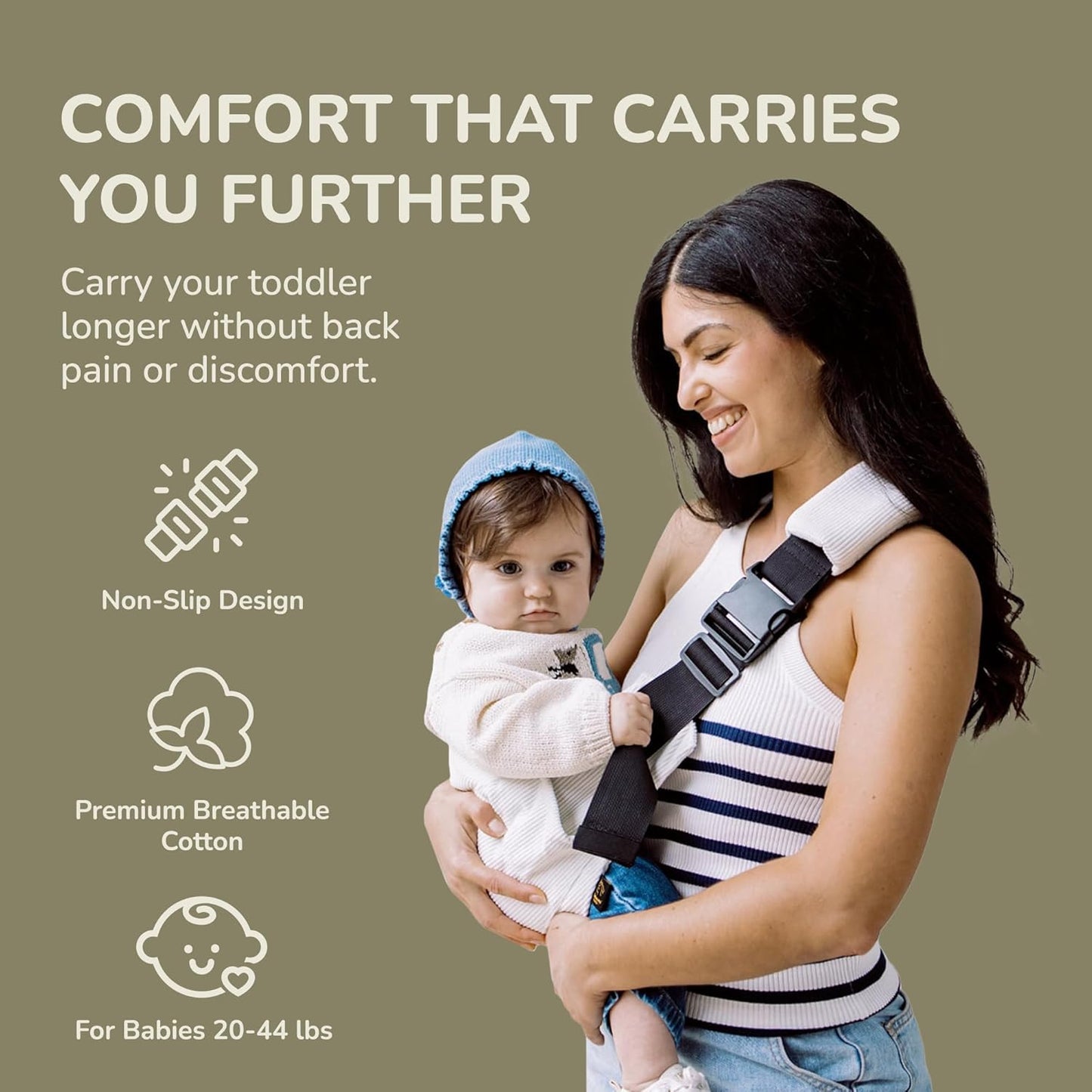 Ergonomic Lightweight Adjustable Toddler Sling Baby Carrier with Zipper Pockets Shoulder Padding Anti Slip Support for Travel Loving Dads and First Time Moms from 9 Months to 4 Years