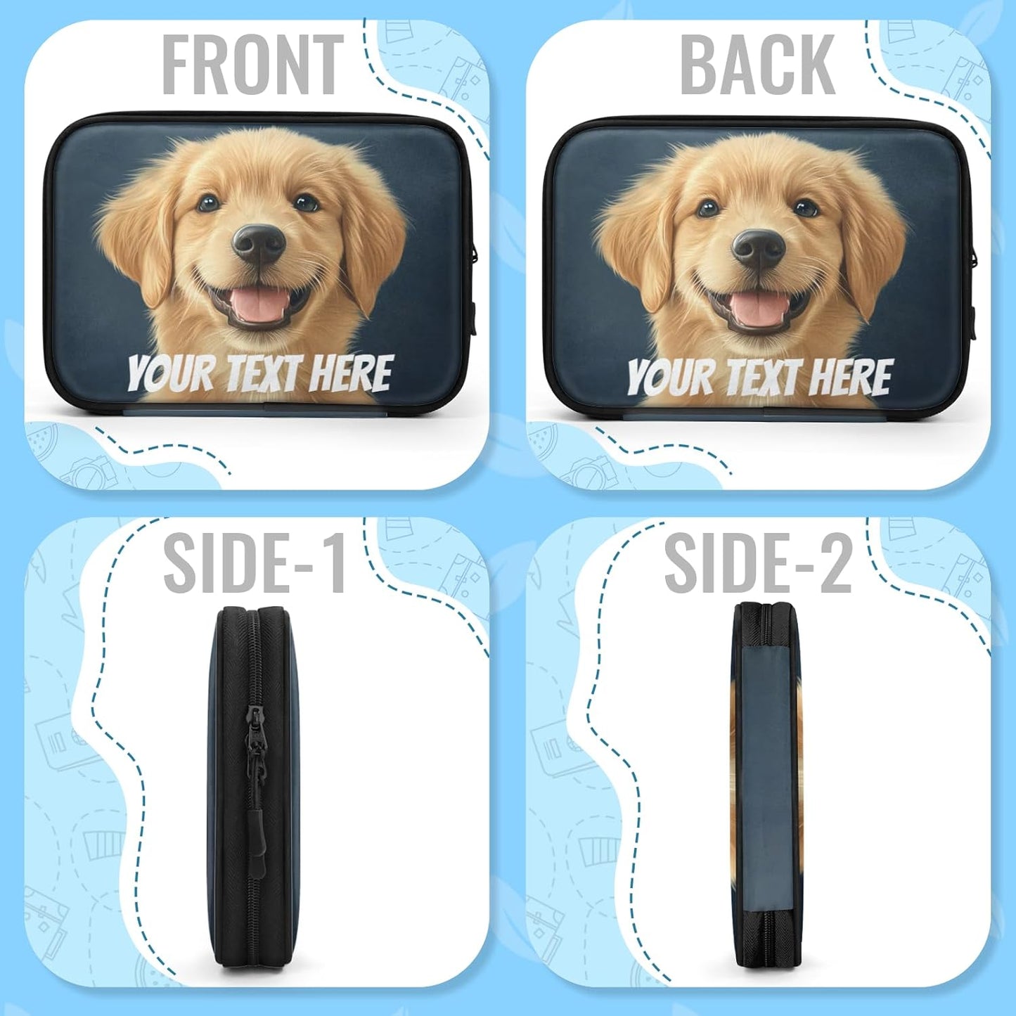 Custom Electronics Organizer Travel Case Customize Personalized Text Image Cable Charger Cord Tech Organizer Pouch Accessories Bag