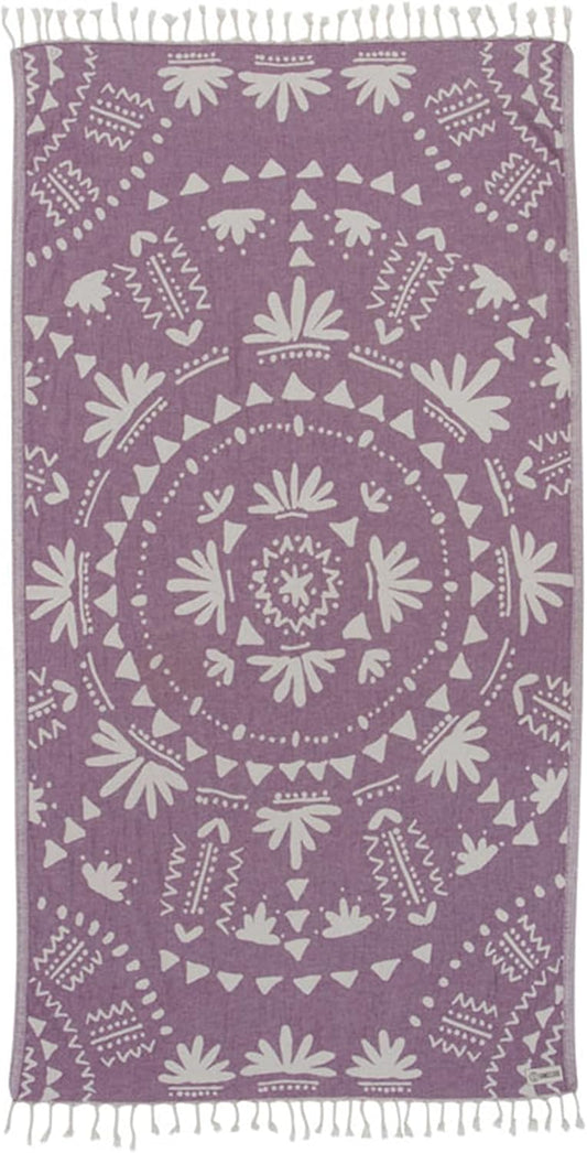 Sand Cloud Turkish Beach Towel - Sand Free - 100% Organic Turkish Cotton Yarn - Quick Dry Towel for Beach, Picnic Blanket or Throw - As Seen on Shark Tank - Boho (Purple)