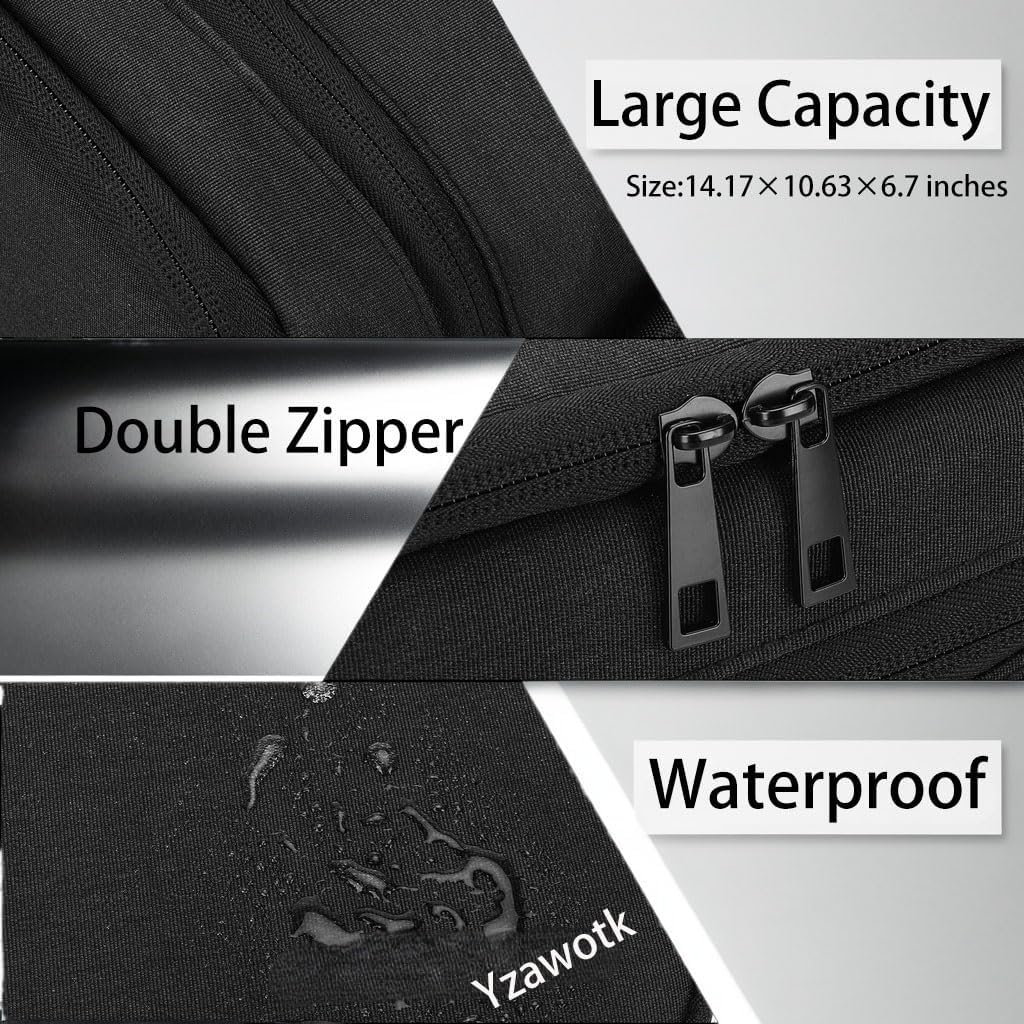 Extra Large Electronics Organizer Travel Case, Cable Organizer Bag with Shoulder Strap, Electronics Accessories Storage Double Layer Bags for Cord, Tablet, Headphone, Charger, Tools, DJ Gifts