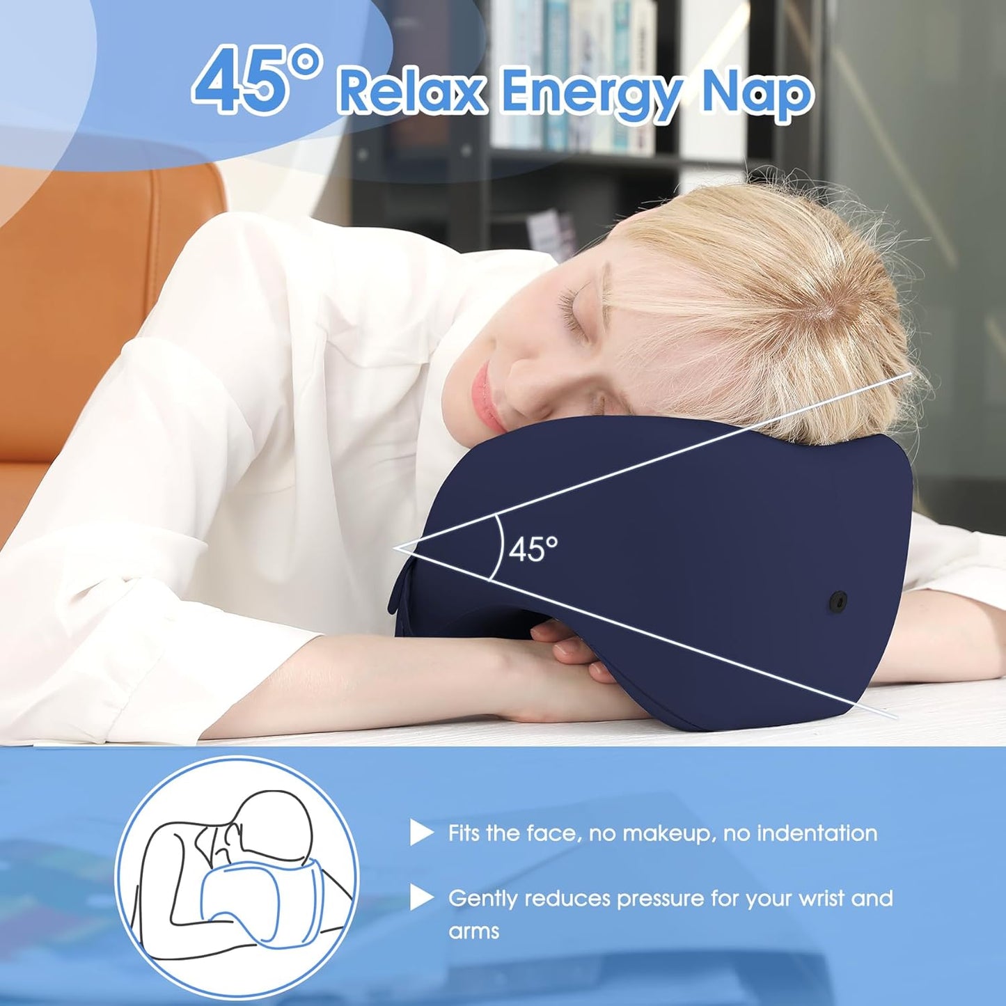 Neck Pillow Airplane, Advanced Neck Support for Long Flights, Ergonomic Memory Foam U Shape Pillows for Travel, Camping, Buses, Studying, Offices (Dark Blue)