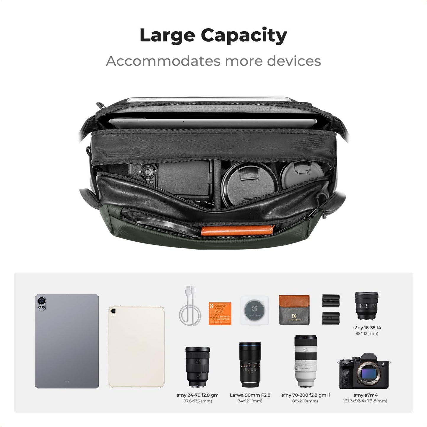 K&F Concept 2 in 1 Sling Bag Everyday Shoulder Bag & Multifunction Photography Crossbody Camera DSLR Backpack Portable Bag