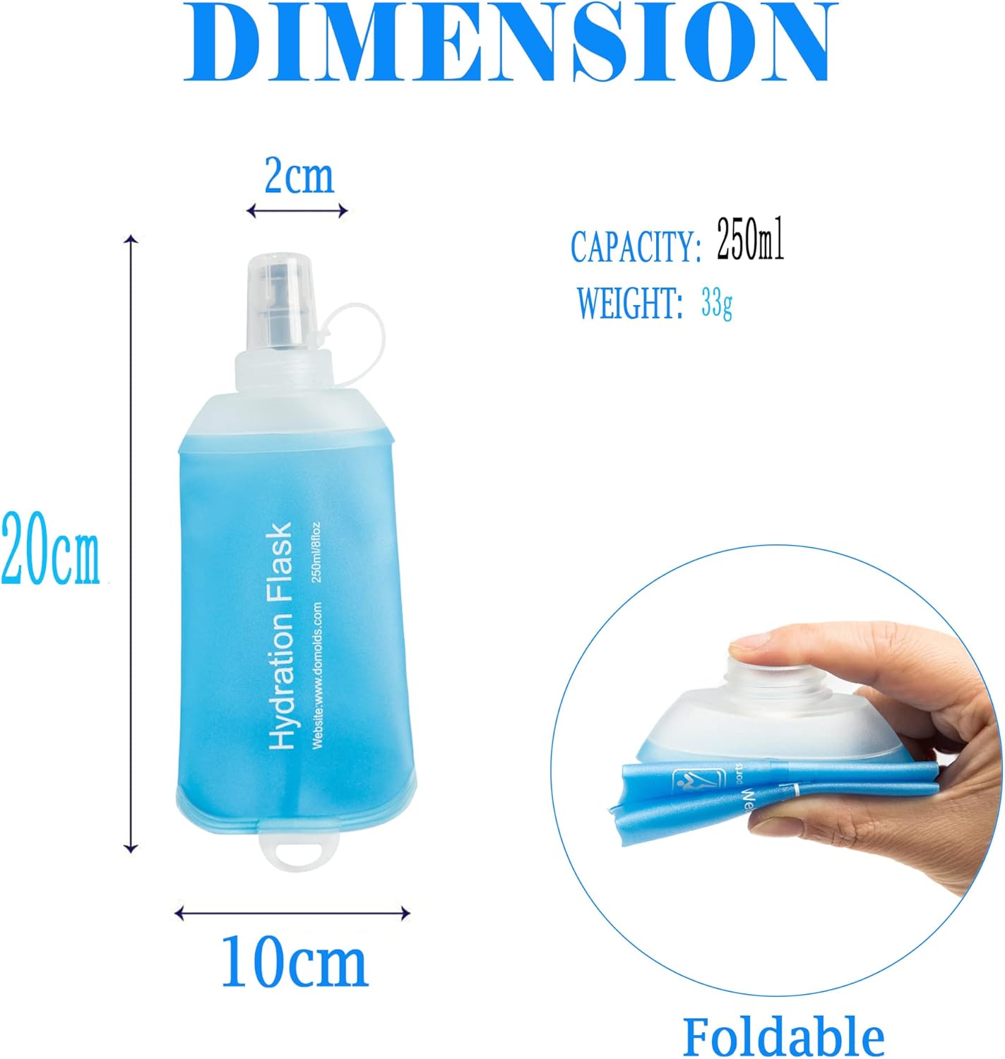 AXEN Soft Flask TPU Foldable Running Hydration Flask, Soft Collapsible Water Bottle for Hydration Pack Cycling Marathon Running Hiking