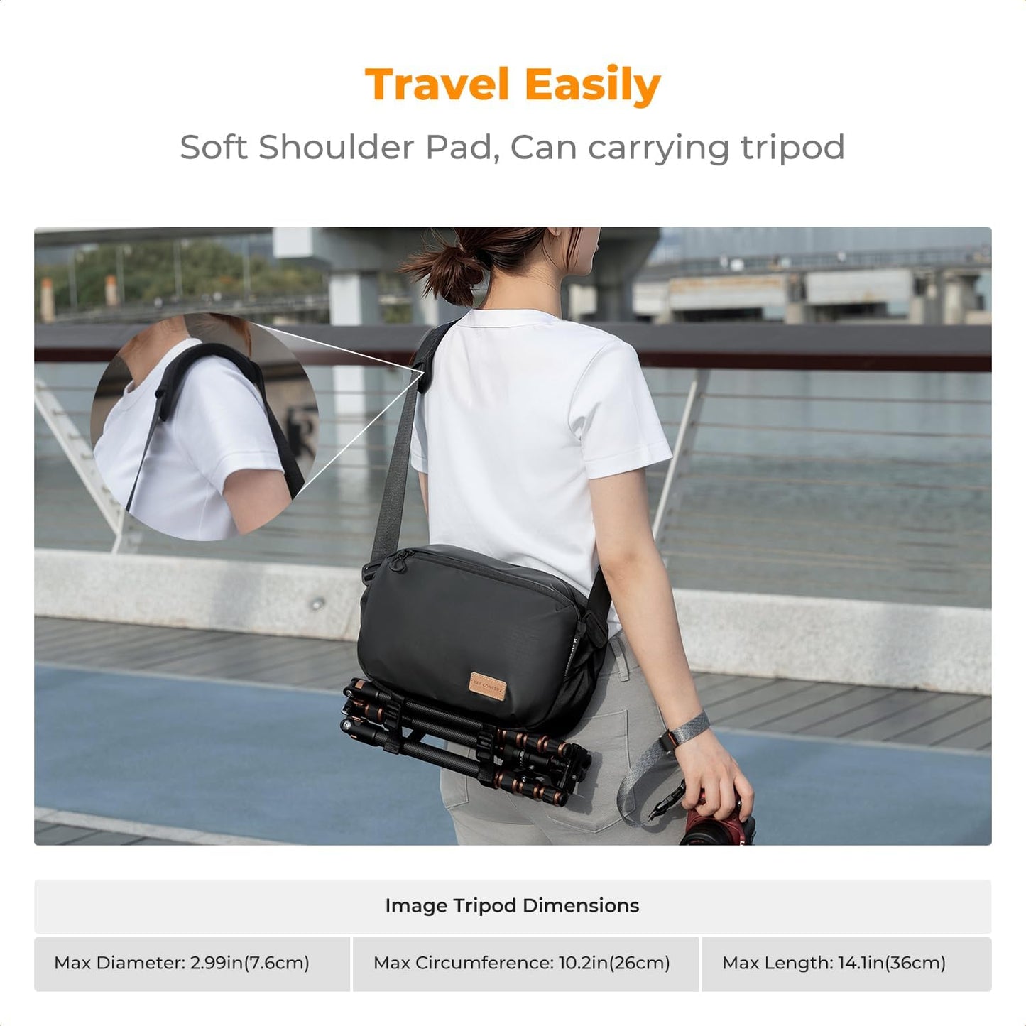 K&F Concept 2 in 1 Sling Bag Everyday Shoulder Bag & Multifunction Photography Crossbody Camera DSLR Backpack Portable Bag