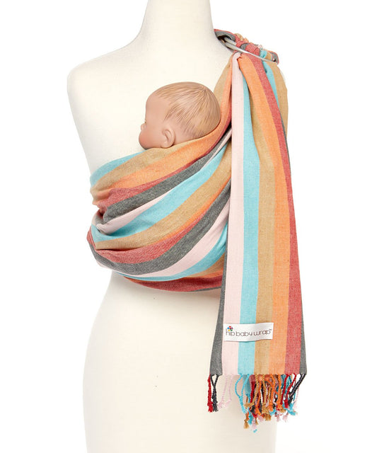 Hip Baby Wrap Ring Sling Baby Carrier for Infants and Toddlers - Beautiful, 100% Soft Cotton Baby Wraps Carrier for Babies 8-35 lbs - Perfect Baby Shower Gifts Moms and Dads - Nursing Cover (Sunset)