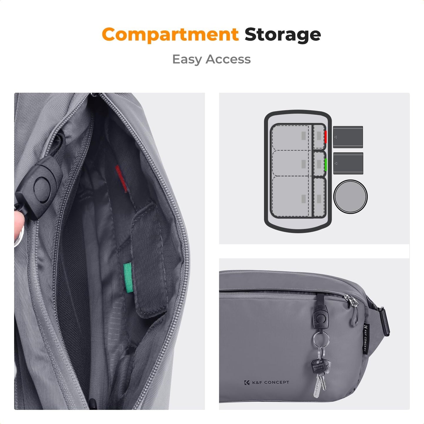 K&F Concept 2 in 1 Sling Bag Everyday Shoulder Bag & Multifunction Photography Crossbody Camera DSLR Backpack Portable Bag
