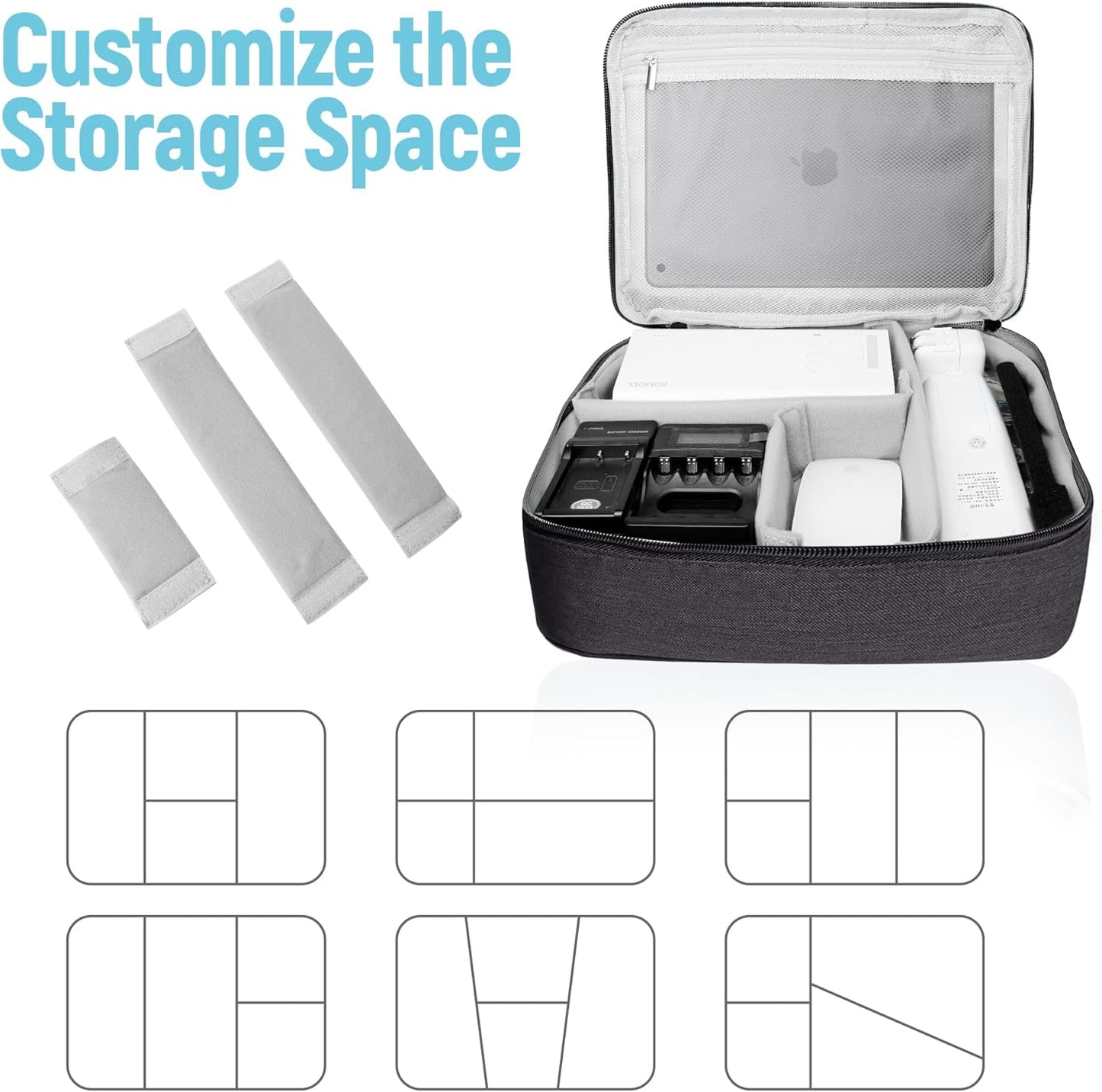 Electronics Travel Organizer,Large Double Layer Portable Waterproof Travel Organizer Bag for Charging Cable Storage,Ipad,Power Bank,Hard Drive etc,for Travel,Business,5pcs Cable Ties-Purple