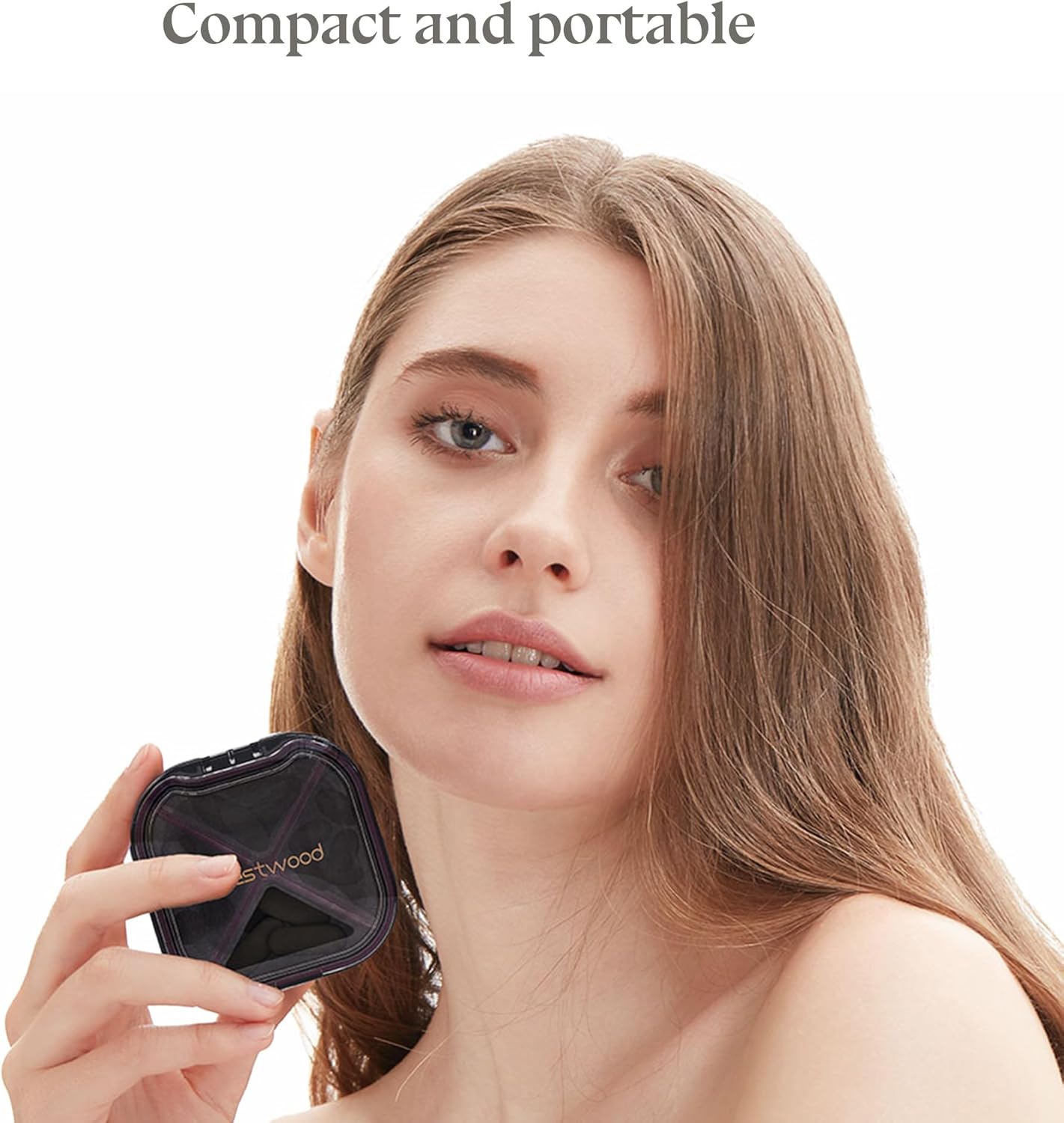 1 Pack Small Purple Pill Organizer, 4 Compartments, Compact Stylish Cute Travel Camping Pill Box Daily Medicine Pill Case, Portable and Moistureproof to Store Vitamins, Medication and Supplements