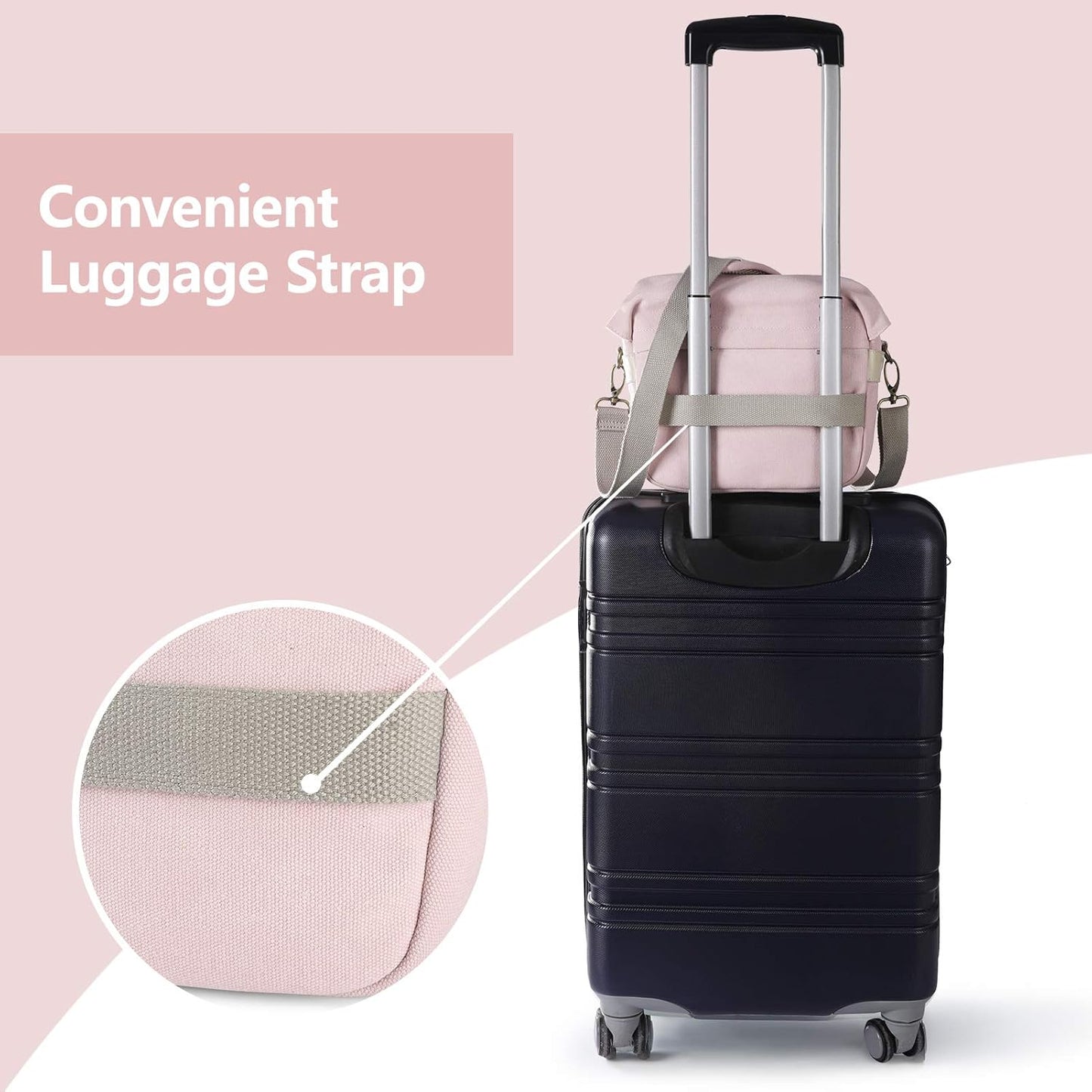 BAGSMART Camera Bag, SLR DSLR Canvas Crossbody Camera Case, Compact Camera Shoulder Bag with Rain Cover for Women and Men, Pink