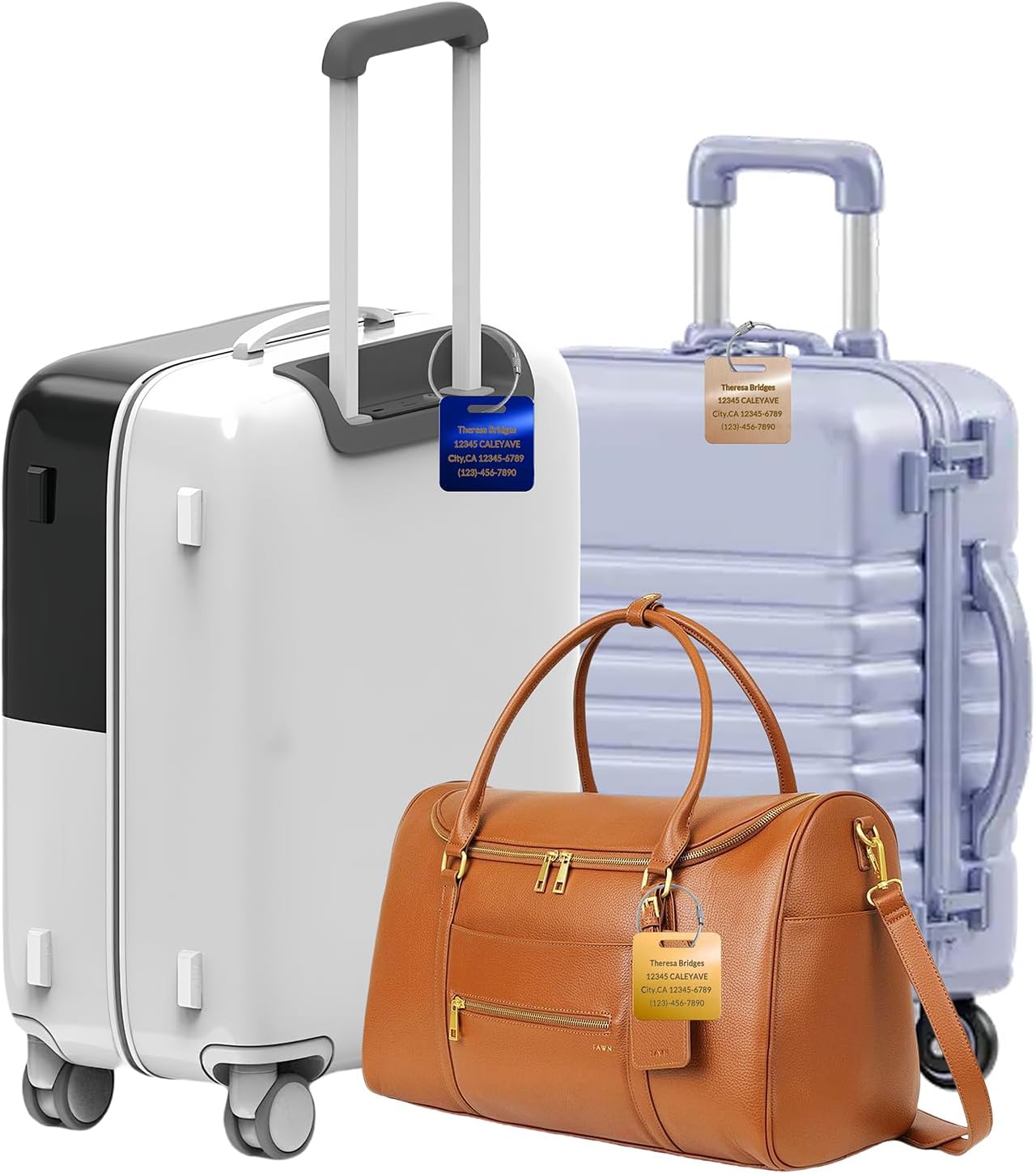 (5Pack Made in USA) Custom Personalized Luggage Tags-Customized Unique tag for Suitcase Backpack Travel,Bags (Black (2 × 2))