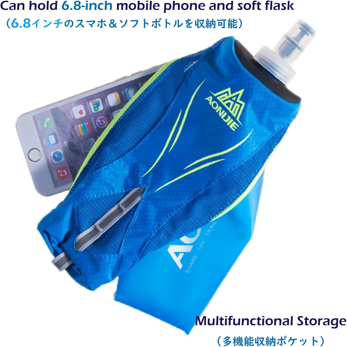 TRIWONDER Handheld Water Bottle for Running, Quick Grip Chill 17 oz Handheld Soft Water Bottle with Hand Strap Hydration Pack, BPA Sport Soft Flask (Blue)