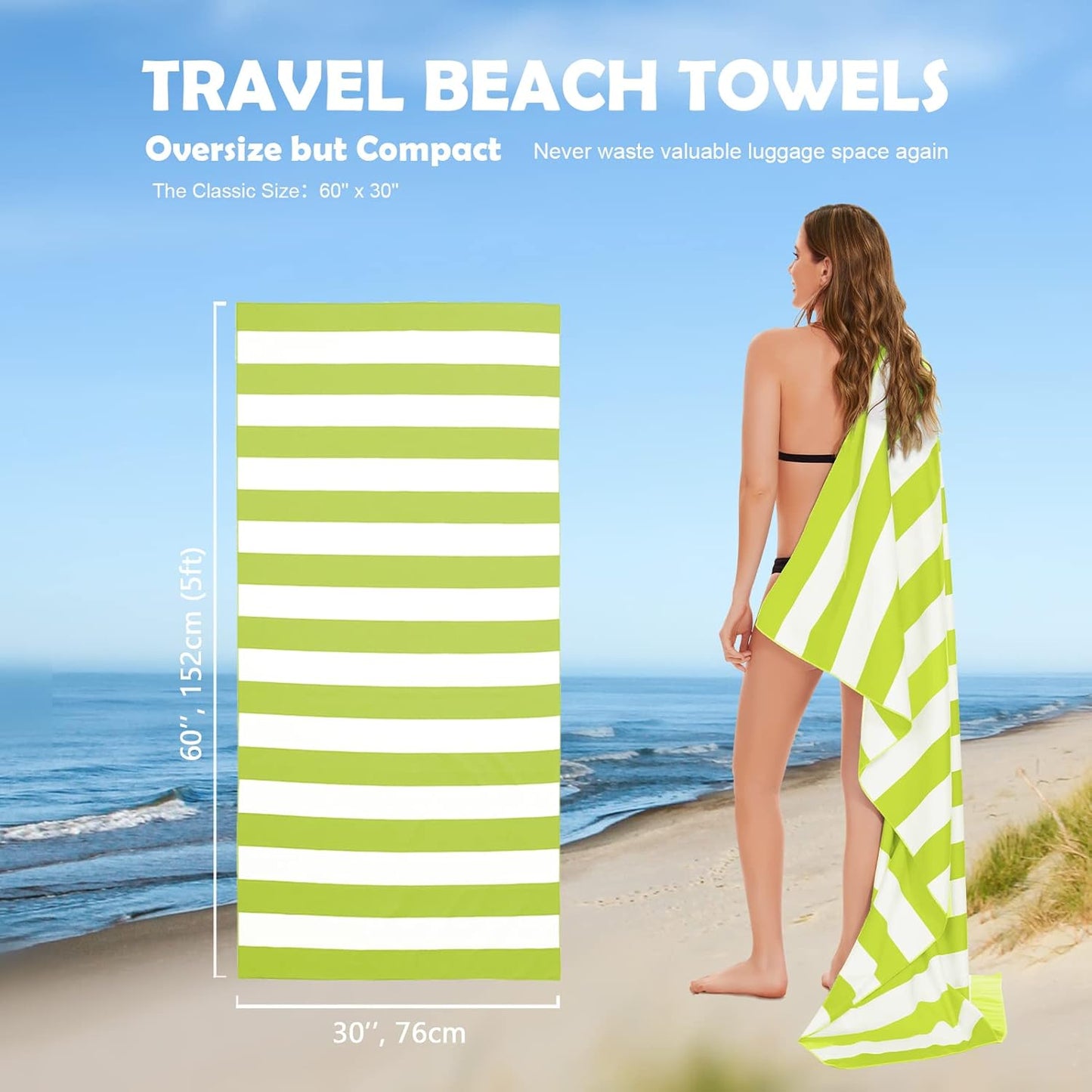 Your Choice Microfiber Quick Dry Sand-Free Beach Towel for Adults & Kids (67x35 Inch, 60x30 Inch) - Oversized, Compact, Lightweight, Absorben