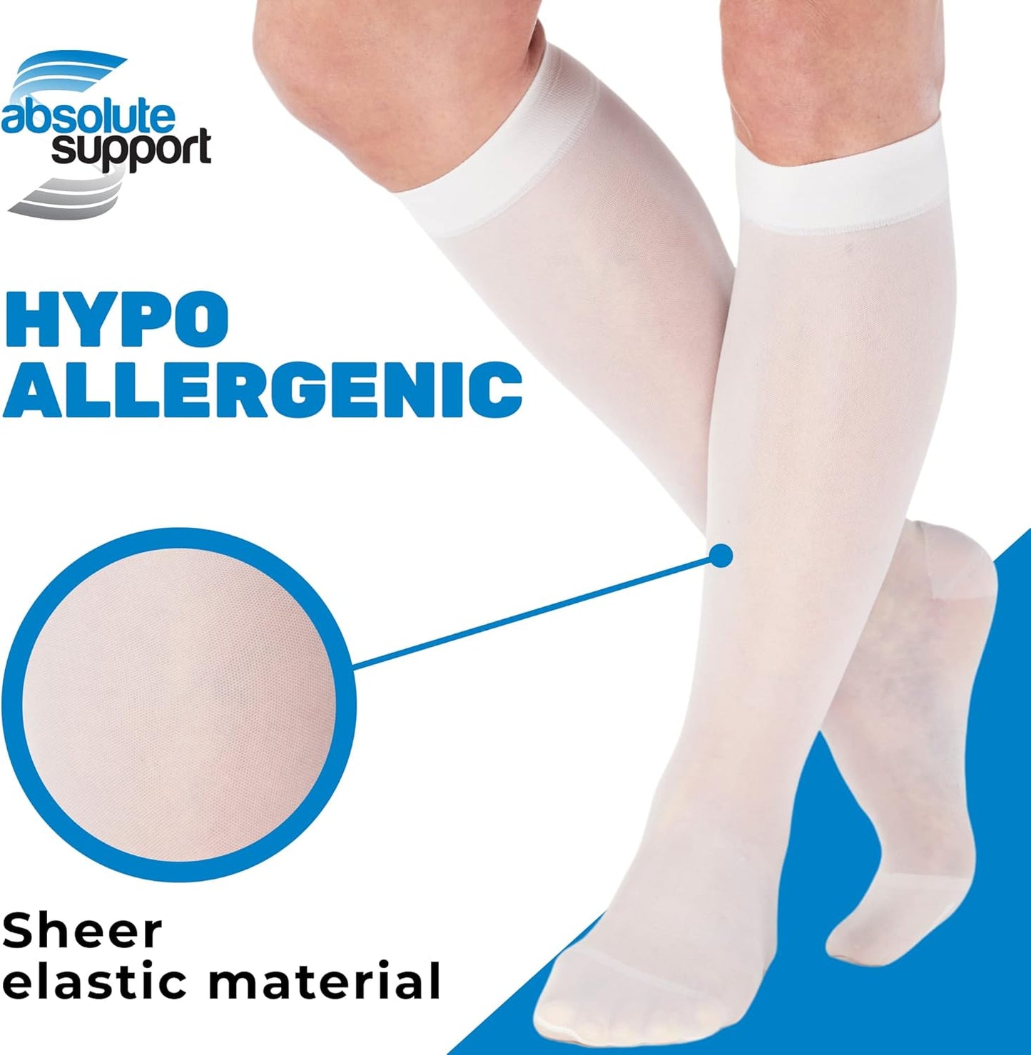 (3 Pairs - Closed Toe) Made in USA - Compression Stockings for Women 15-20mmHg - Sheer Compression Socks for Edema, Pregnancy, Diabetic, Post Surgery Recovery - White, Small - A101WH1-3