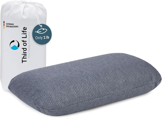 Travel Pillow VOLAR Memory Foam Small Pillow for Sleeping with thermoregulating and Quickdry Removable Cover, Portable Pillow with Travel Bag, for Airplanes, Camping, Van, Neck Pain Relief